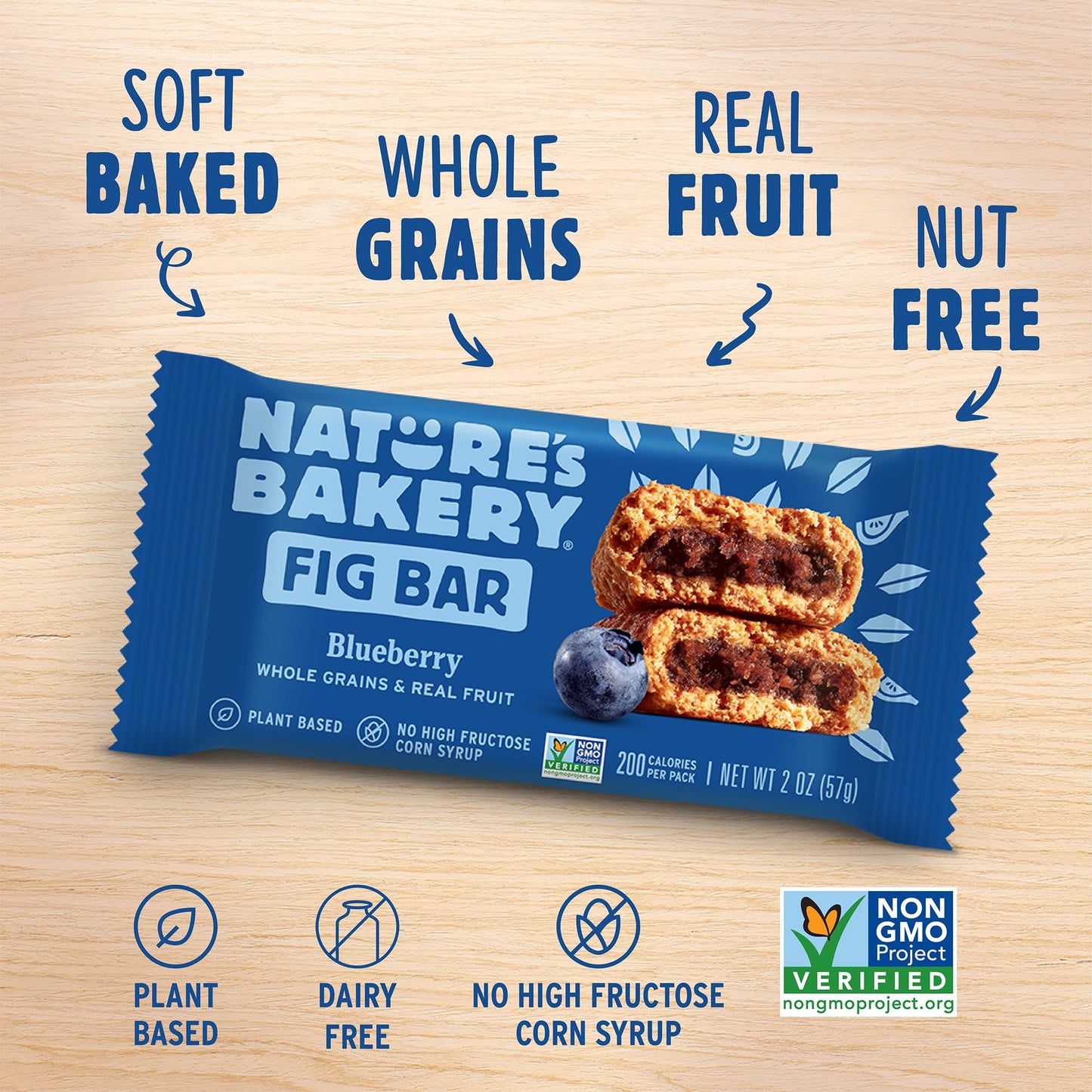 Nature’s Bakery Whole Wheat Fig Bars, Blueberry, Real Fruit, Vegan, Non-GMO, Snack bar, 6 Count (Pack of 6)