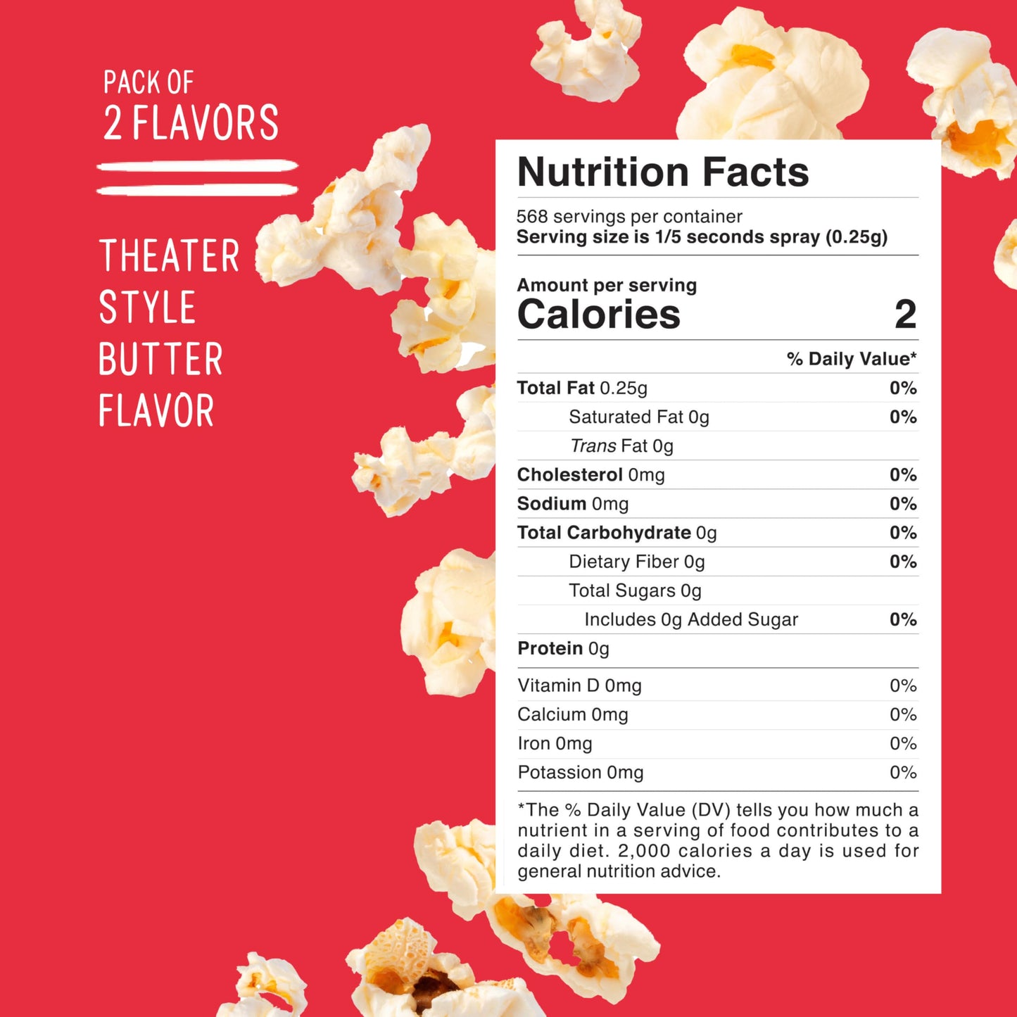 Winona Pure Popcorn Spray, Butter & Garlic Flavors, For Snacks & Cooking, 5 oz Bottles, 2 Pack