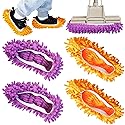 4 Pcs Shoes Cover Dust Duster, Washable Mop Slippers Shoes for Floor Cleaning, Reusable Microfiber Duster Mops for House, Office, Bathroom, Kitchen