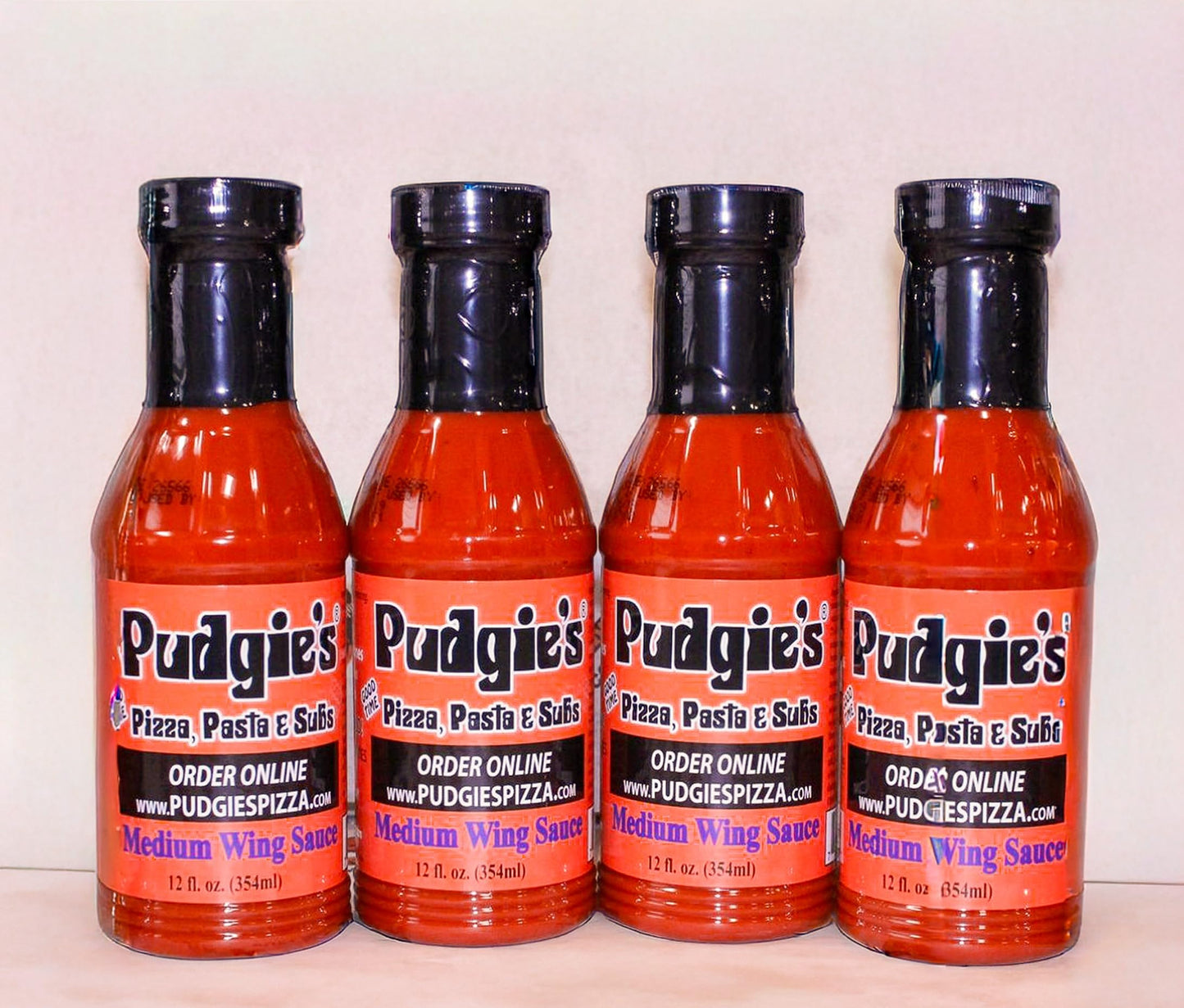 Pudgies Pizza Medium Wing Sauce, Restaurant Style, Original Recipe, 12 fl oz (4)