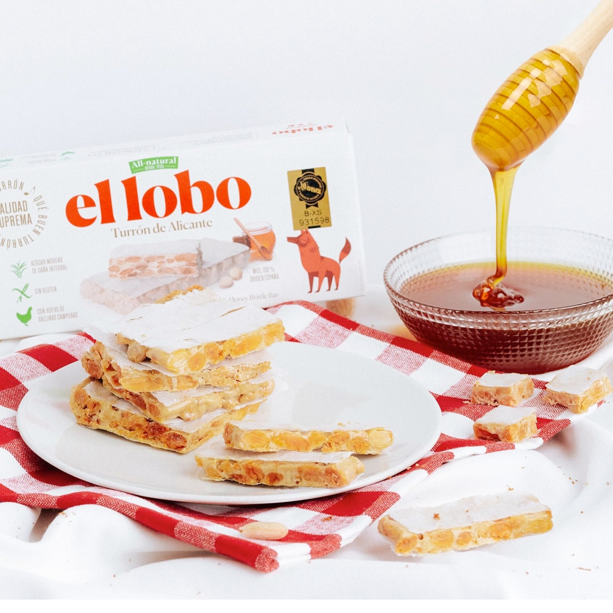 El Lobo Turron Alicante & Jijona Variety Pack, Spanish Hard & Soft Almond Nougat - Traditional Crunchy & Creamy Turrone From Spain, Gluten Free, 2
