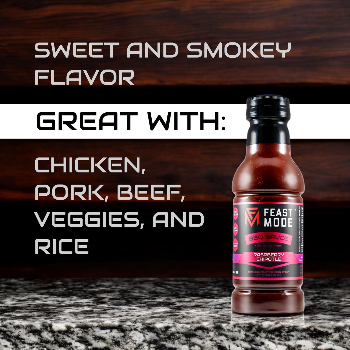 Raspberry Chipotle Sauce by Feast Mode Flavors | Low Sodium | Low calorie | Guten Free | Vegan Friendly | Zero High Fructose Corn Syrup | Healthy