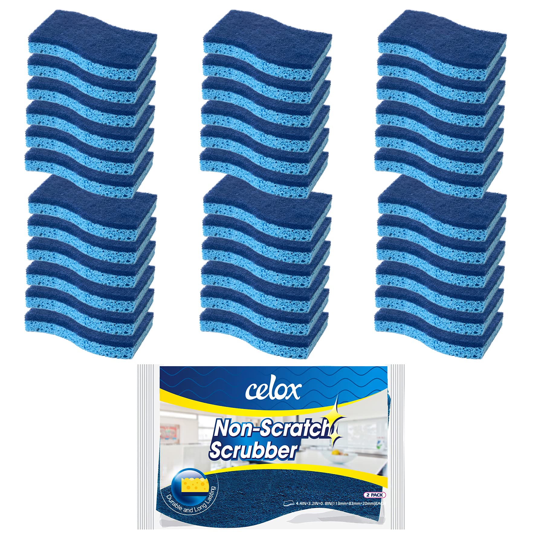 CELOX 36 Pack Non-Scratch Dish Sponge, Dual Sided Kitchen Sponges for Dishes, Long Lasting Dishwashing Household Cleaning Sponges for Kitchen, Easy