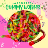Assorted Gummy Worms Candy, Halal Candy Bulk 2 Pound Bag | Fruit Flavored Gummy Worms Candy | Sweet & Chewy Worm Gummies for Parties, Candy Buffets