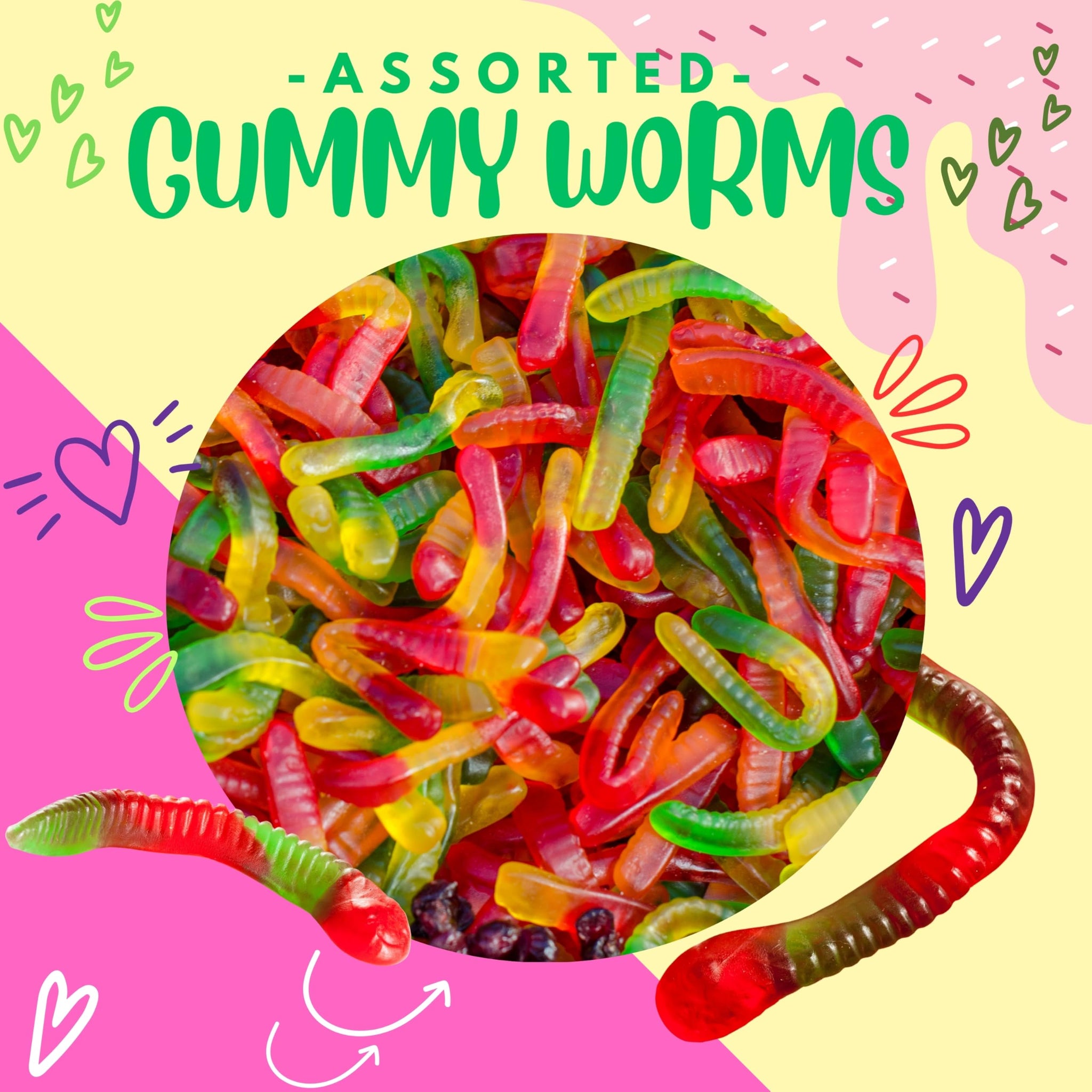 Assorted Gummy Worms Candy, Halal Candy Bulk 2 Pound Bag | Fruit Flavored Gummy Worms Candy | Sweet & Chewy Worm Gummies for Parties, Candy Buffets