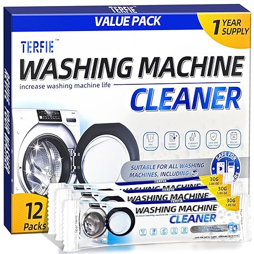 TERFIE Washing Machine Cleaner Pre-Portioned Powder Tablets for Top Load & Front Load Washers, Odor-Removing, Detergent-Buildup Dissolving