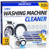 TERFIE Washing Machine Cleaner Pre-Portioned Powder Tablets for Top Load & Front Load Washers, Odor-Removing, Detergent-Buildup Dissolving