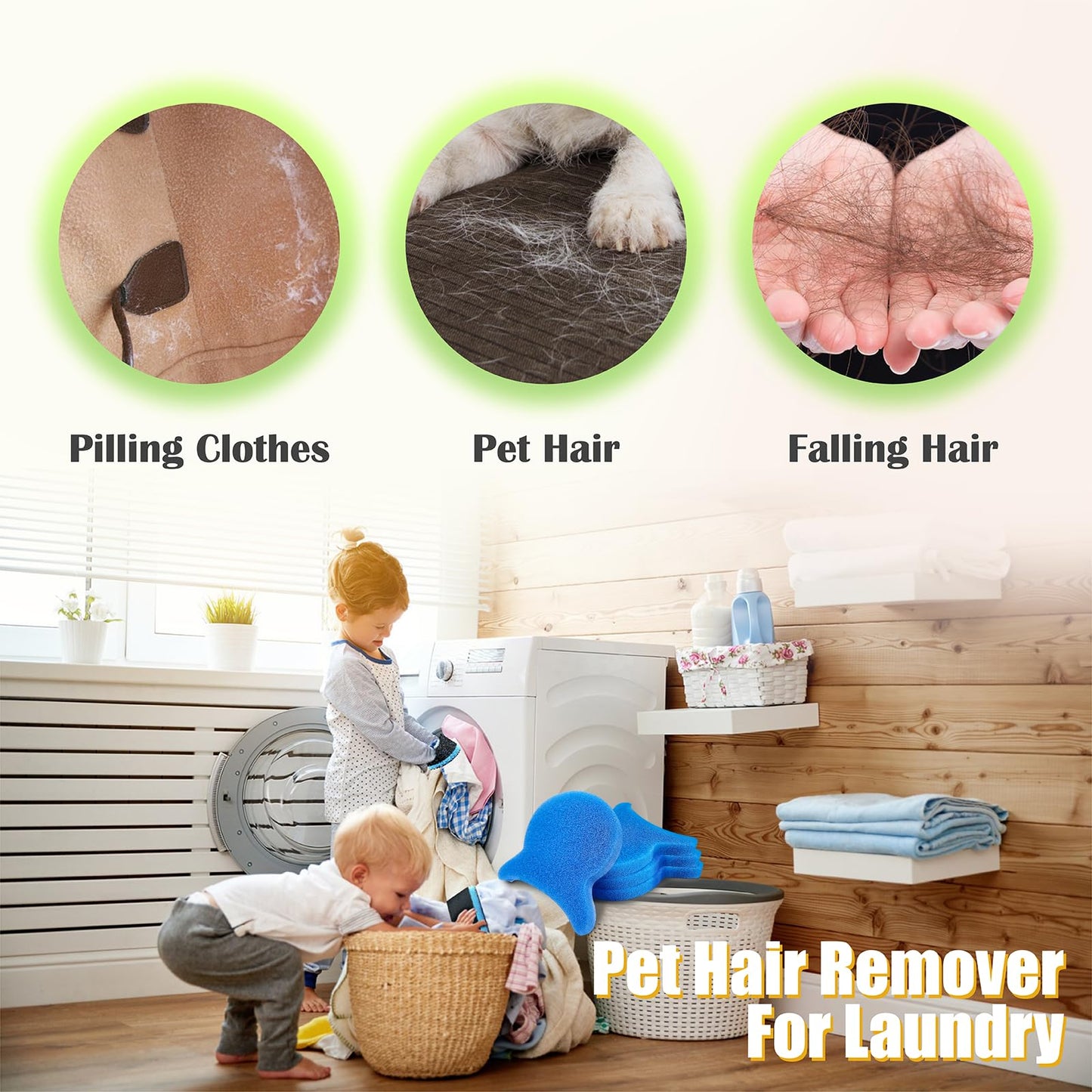 Pet Hair Remover for Laundry, Reusable Dog & Cat Hair Remover Tool, Effectively Removes Pet Hair, Lint and Dander from Bedding and Clothing, Suitable
