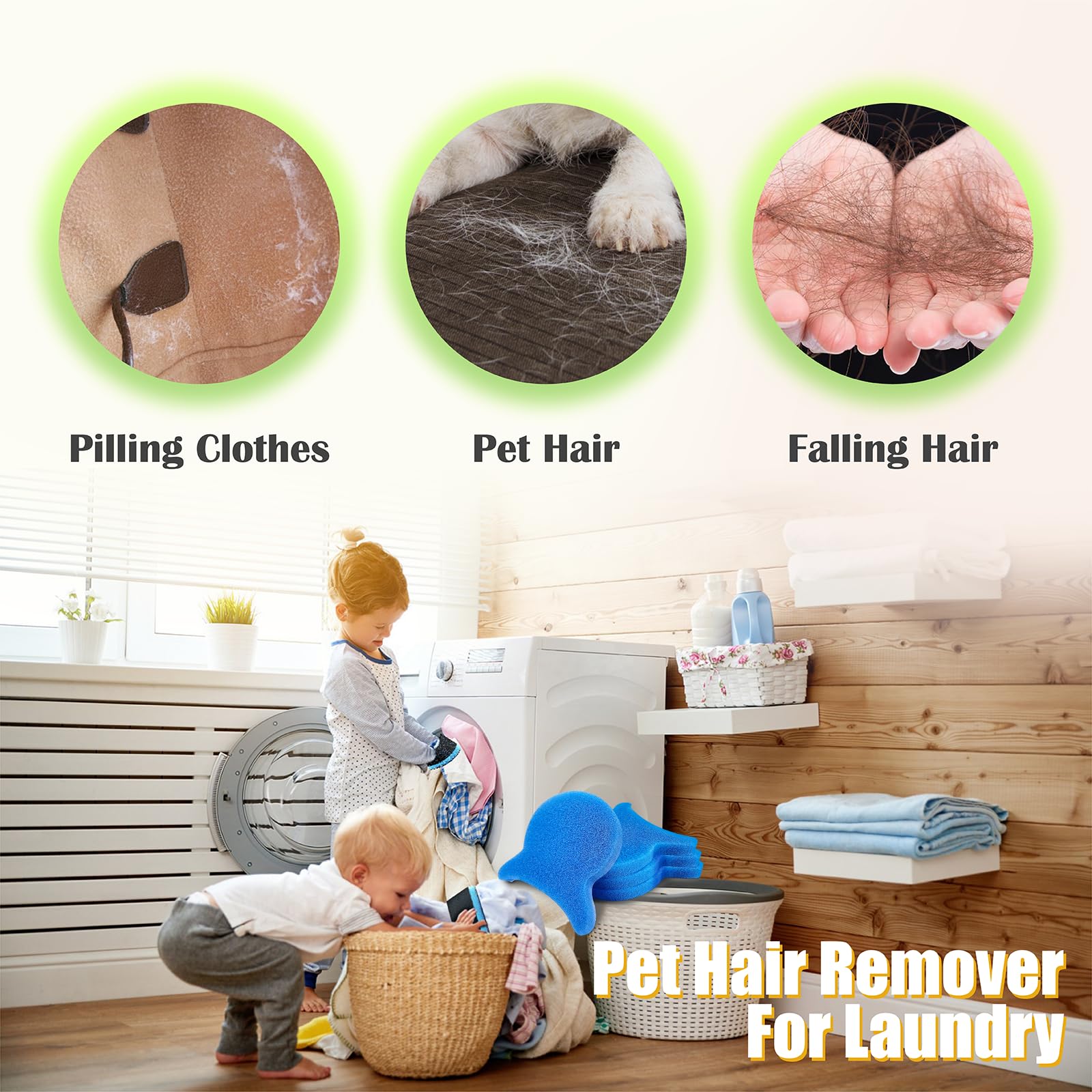 Pet Hair Remover for Laundry, Reusable Dog & Cat Hair Remover Tool, Effectively Removes Pet Hair, Lint and Dander from Bedding and Clothing, Suitable