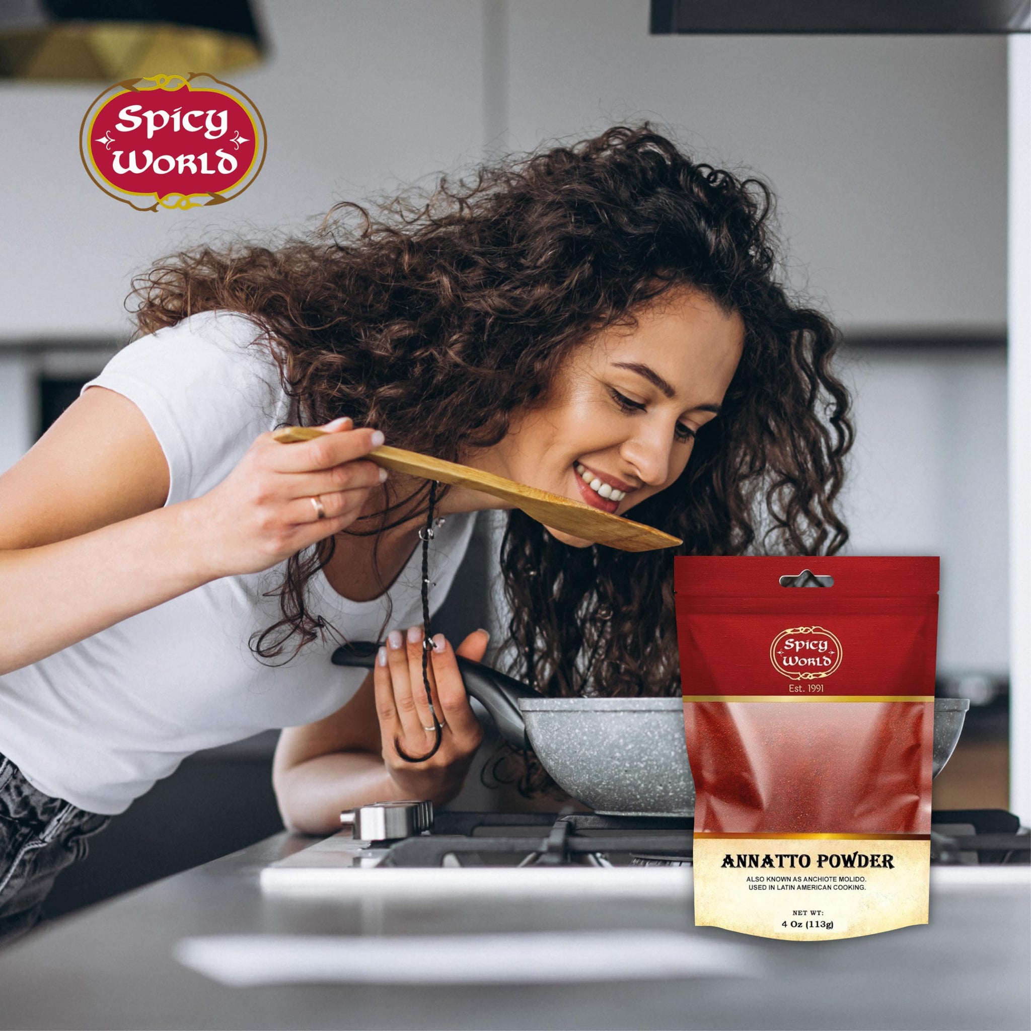 Spicy World Annatto Powder 4 Ounce Bag (113g) - Premium Ground Annatto Seed and Achiote Powder for Vibrant Dishes - Latin American Flavors