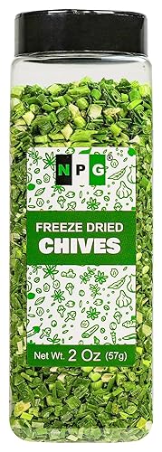 NPG Freeze-Dried Chives 2 Oz, Dehydrated Chopped Chives, Mild Onion Herb for Cooking, Soup, Ramen, Stir Fry & Garnish, Non-GMO, Gluten-Free Seasoning