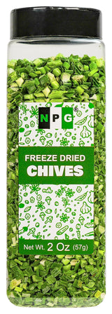 NPG Freeze-Dried Chives 2 Oz, Dehydrated Chopped Chives, Mild Onion Herb for Cooking, Soup, Ramen, Stir Fry & Garnish, Non-GMO, Gluten-Free Seasoning