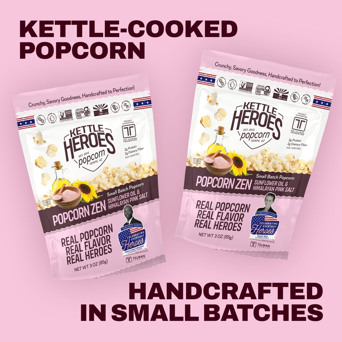 Kettle Heroes Popcorn, Popcorn Zen, Sunflower Oil & Himalayan Pink Salt, 3 oz (6)