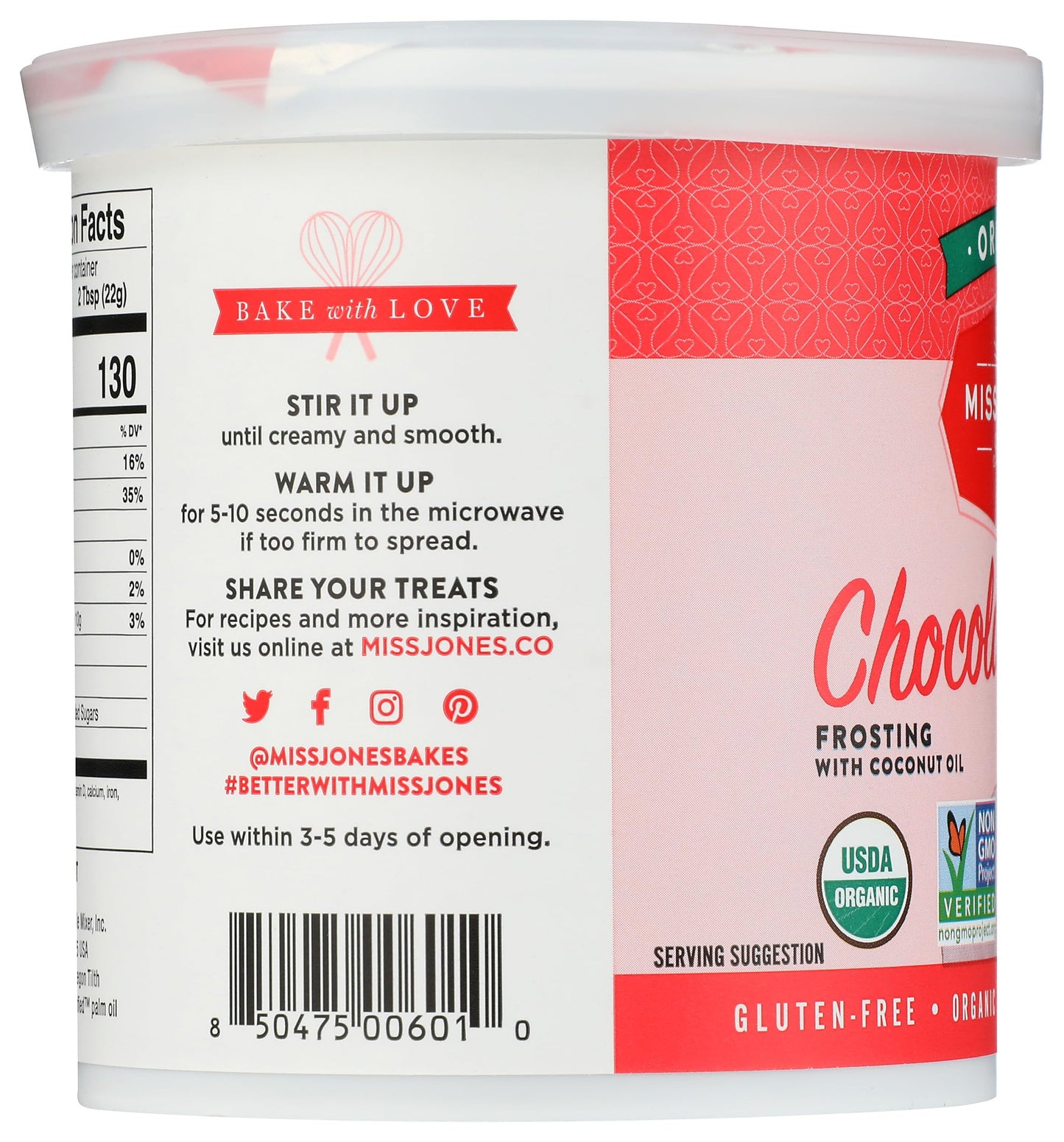 Miss Jones Baking Organic Buttercream Frosting, Perfect for Icing and Decorating, Vegan-Friendly: Rich Fudge Chocolate (Pack of 1)