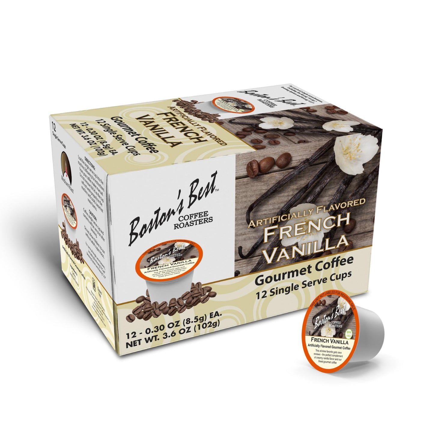 Boston’s Best - French Vanilla Coffee, Medium Roast Gourmet Delicious Flavored, Compatible with Keurig Coffee Maker, 1 Count (12 Single Serve Cups)