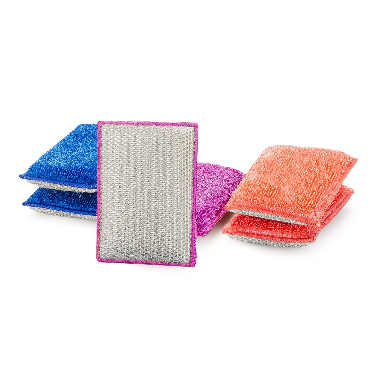 Smart Design Heavy Duty Scrub Sponge with Bamboo Odorless Rayon Fiber - Set of 6 - Ultra Absorbent - Soft and Metallic Scrub - Cleaning, Dishes
