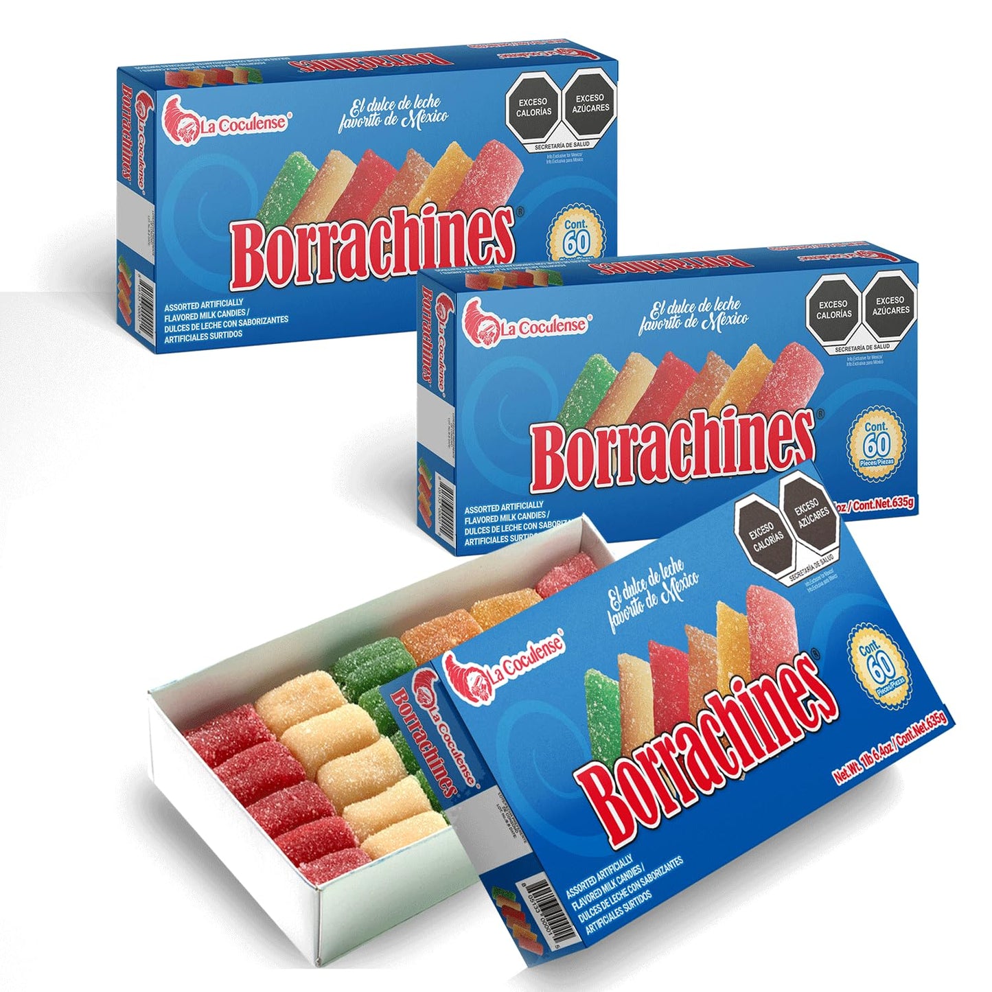 La Coculense - Borrachines - Assorted Milk Candies - 3 Boxes of 60 Pieces Each