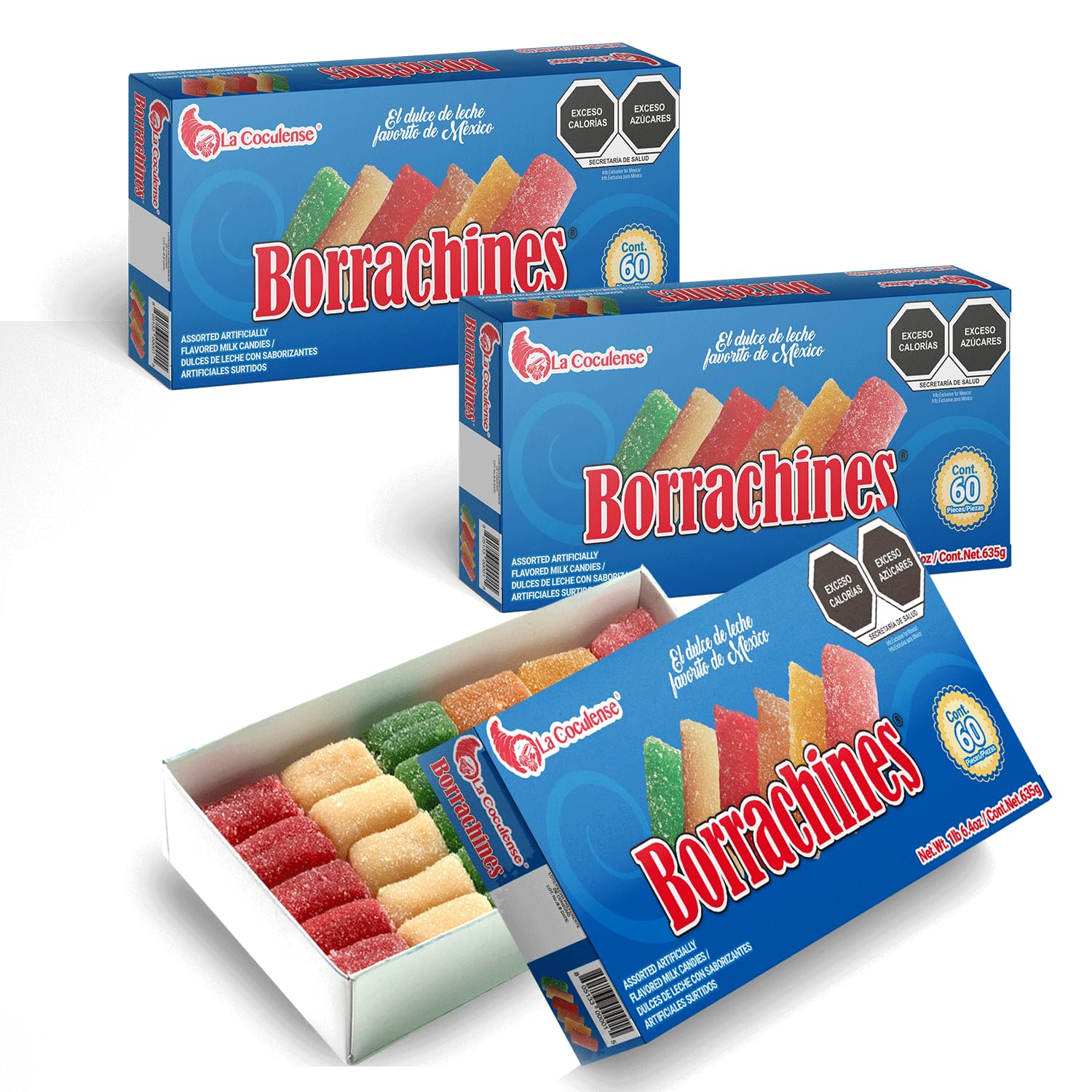 La Coculense - Borrachines - Assorted Milk Candies - 3 Boxes of 60 Pieces Each
