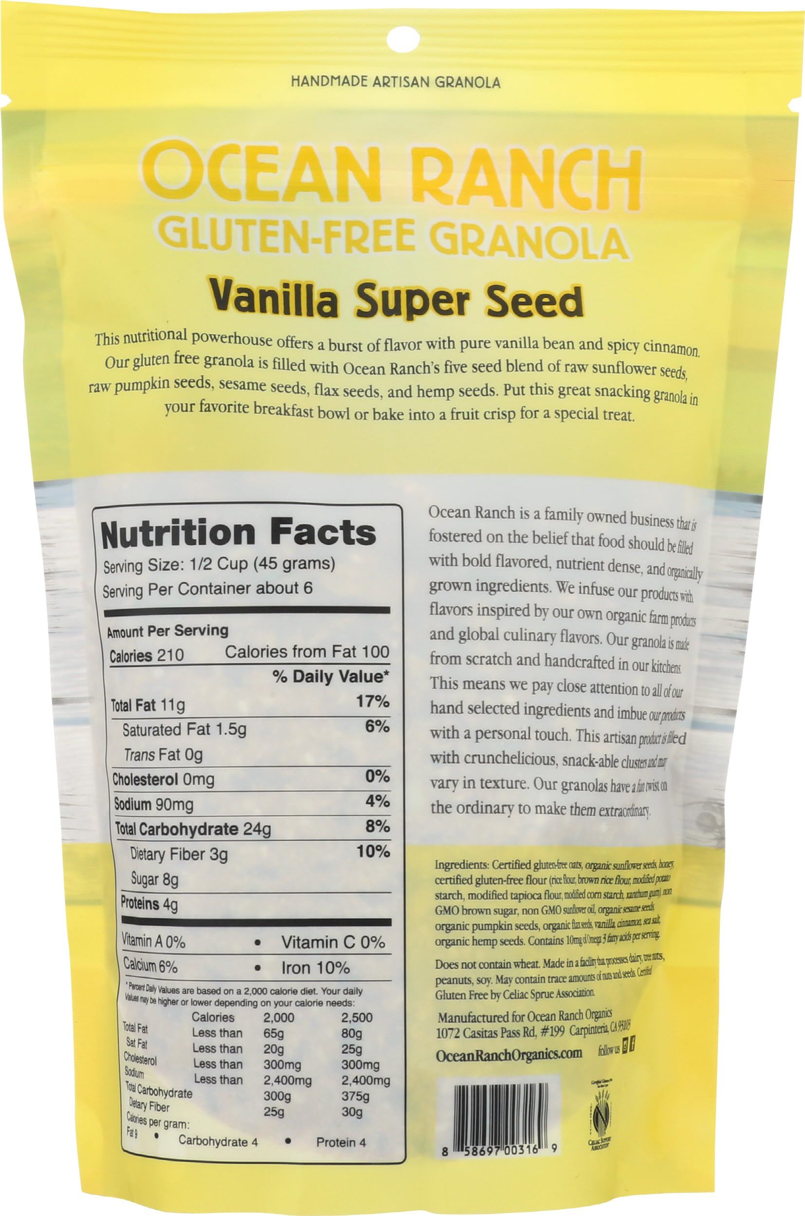 OCEAN RANCH ORGANICS Vanilla Super Seed Granola, 10 OZ