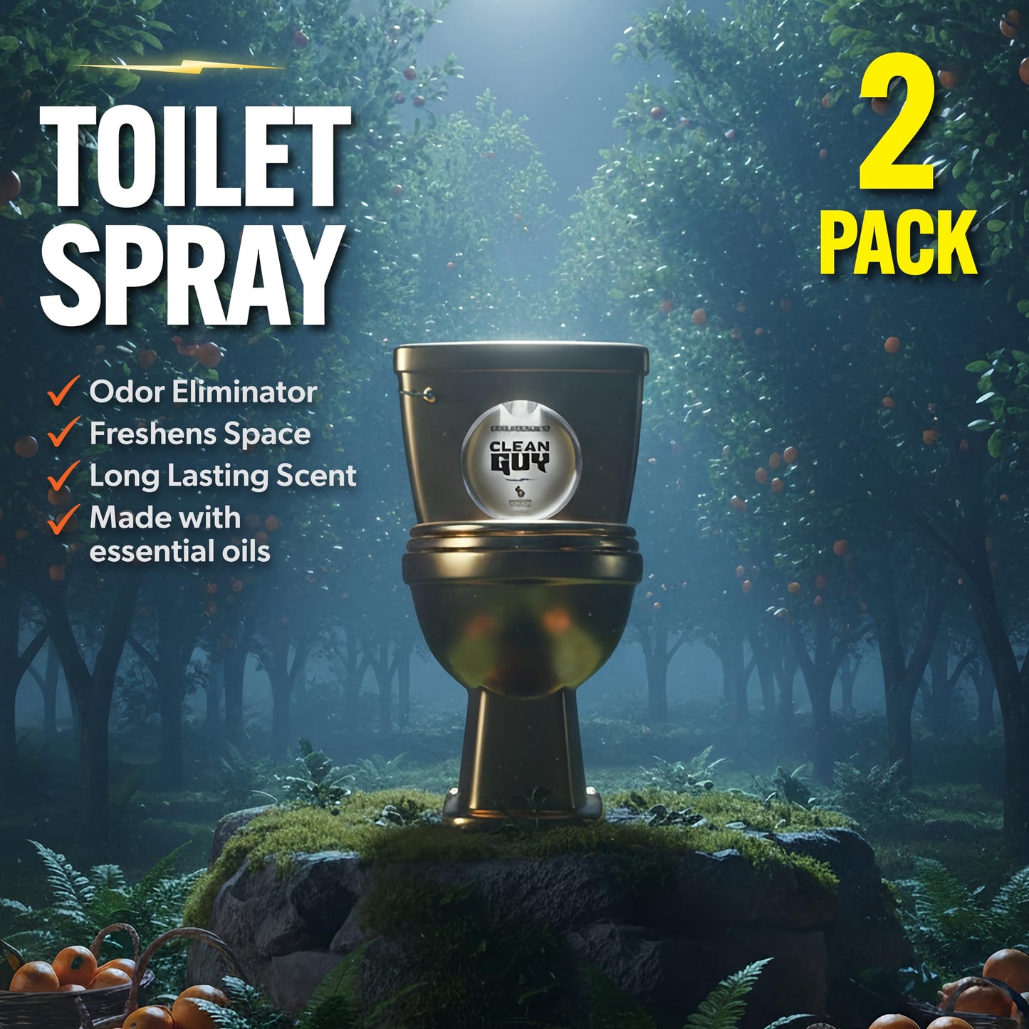 Clean Guy Pre-Poo Toilet Spray for Men, Poop Spray Odor Eliminator - Masculine Bathroom Deodorizer & Air Freshener with Essential Oils - Travel Size