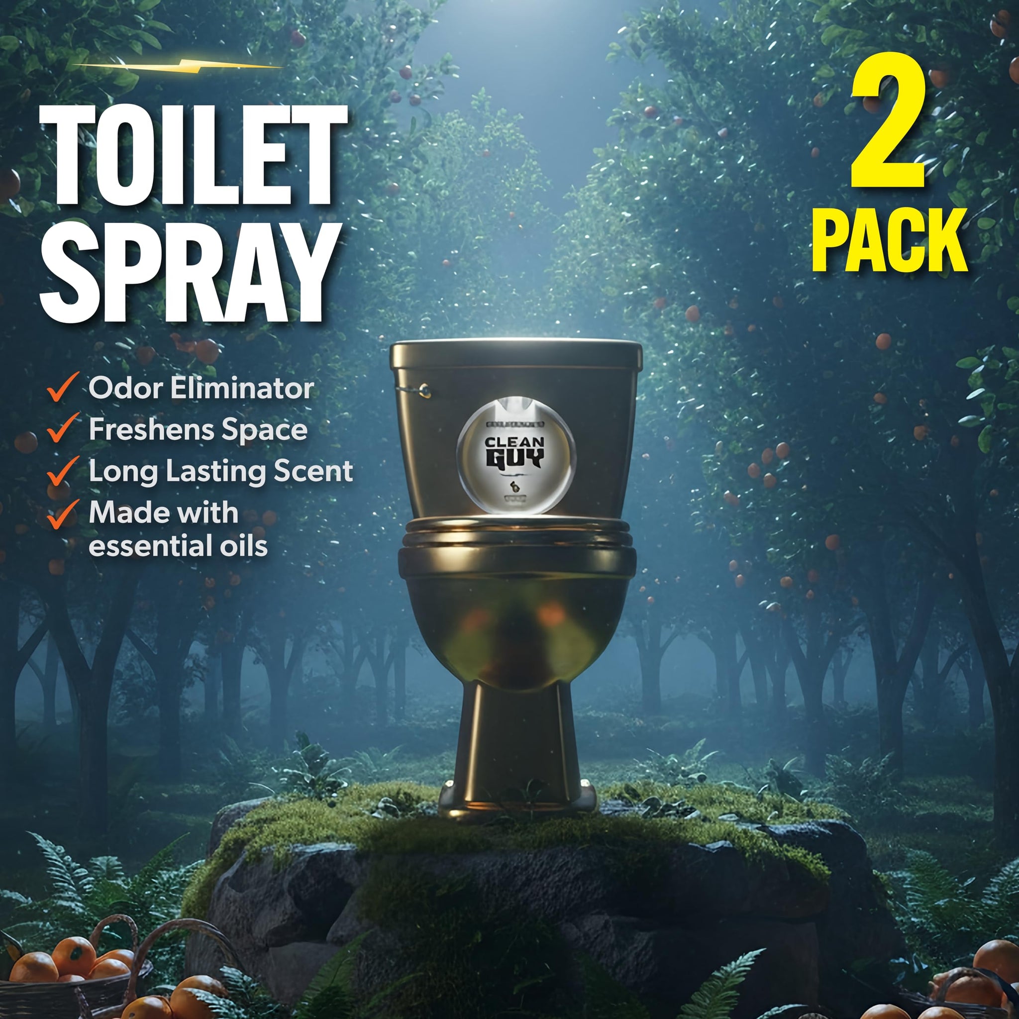 Clean Guy Pre-Poo Toilet Spray for Men, Poop Spray Odor Eliminator - Masculine Bathroom Deodorizer & Air Freshener with Essential Oils - Travel Size