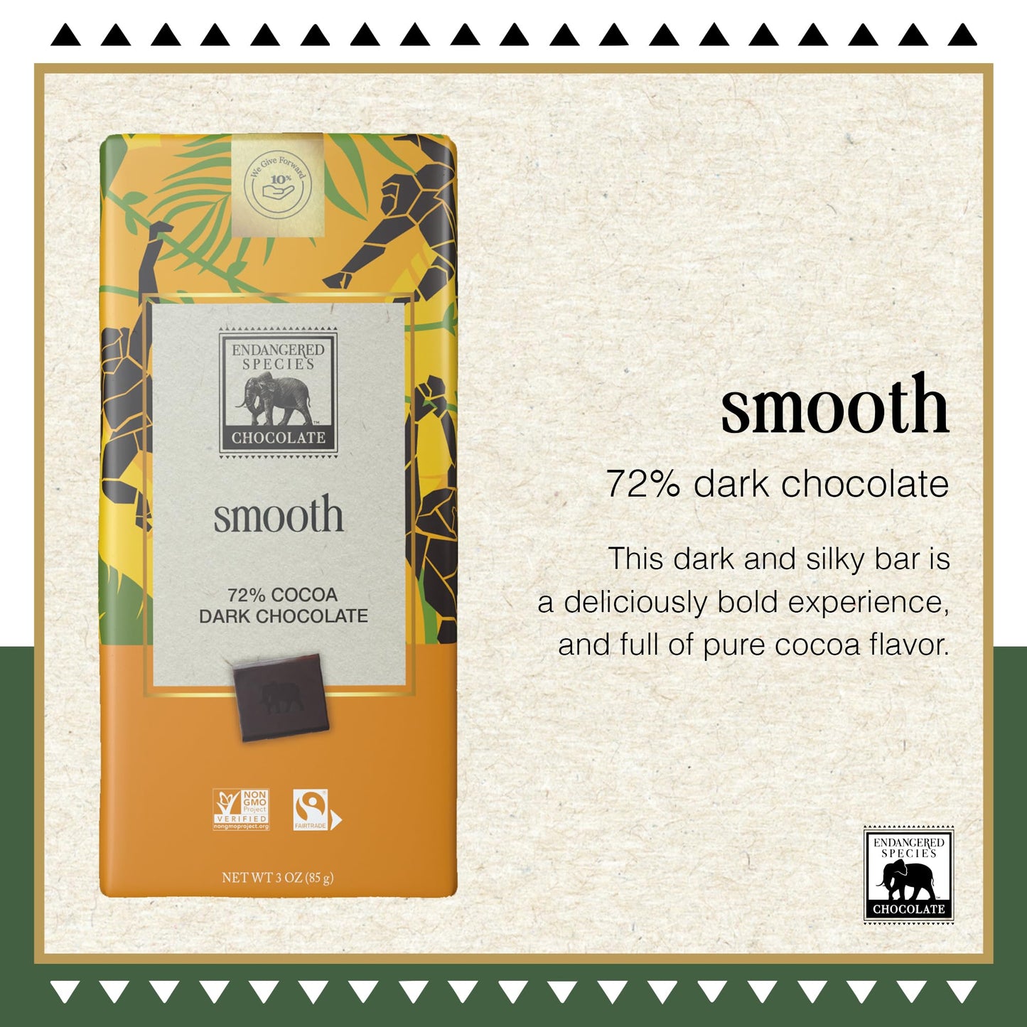 Endangered Species Chocolate Chimpanzee, Natural Dark Chocolate (72%), 3-Ounce Bars (Pack of 12)