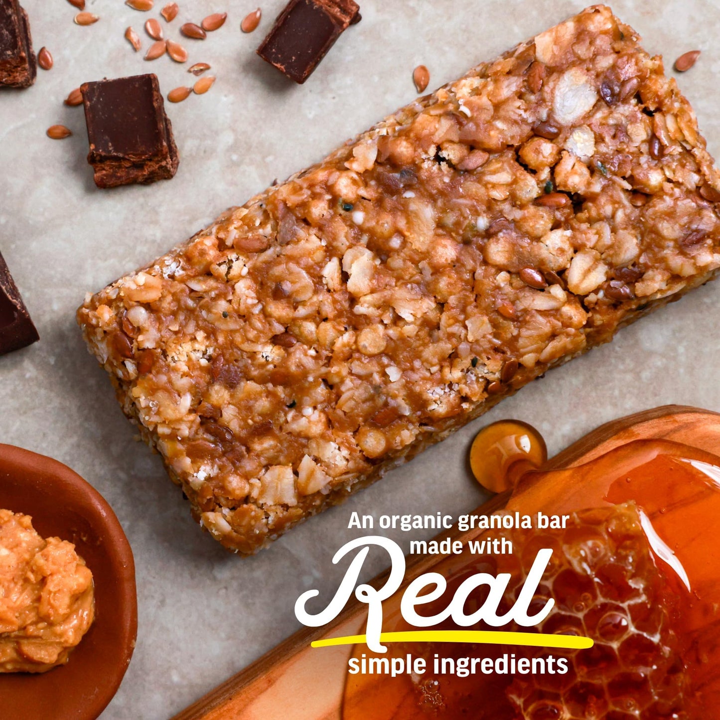 Kate’s Real Food Organic Granola Bars - Peanut Butter Hemp & Flax (2.2 oz, Pack of 12) - Organic Energy Bars Made with Gluten Free Oats - Non GMO, Soy