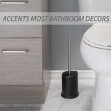 Bath Bliss Toilet Brush and Holder | Self Closing Lid | 360 Degree Brush Head | Bathroom Cleaning | Compact Size | Storage and Organization | Matte