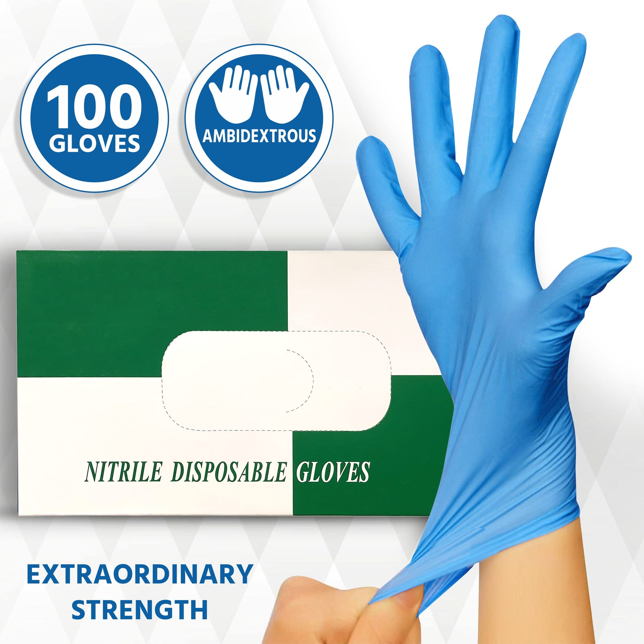 NU-SET Safety | Disposable Nitrile Gloves | Set of 100 Latex & Powder Free Multi Purpose Disposable Gloves (Medium)