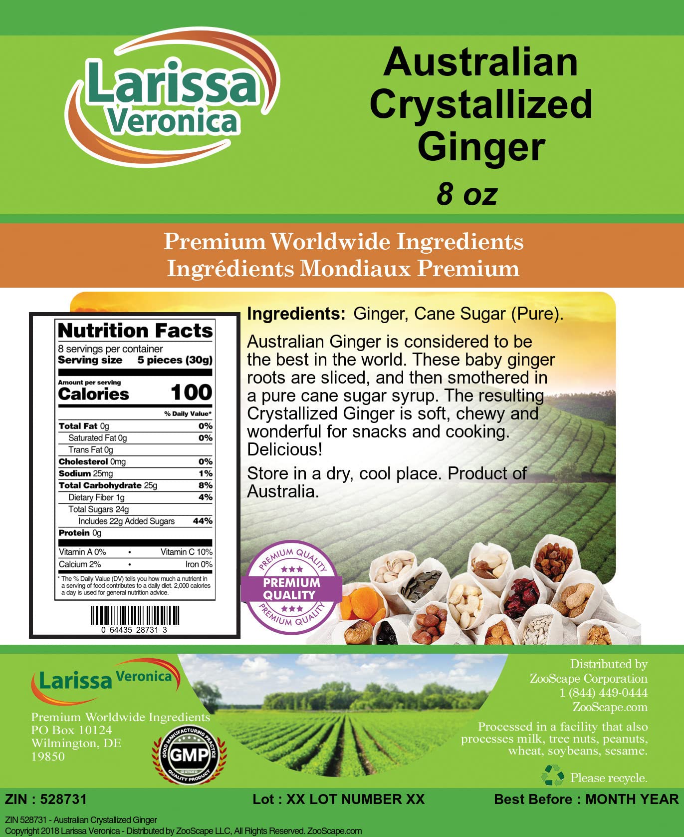Australian Crystallized Ginger (8 oz, ZIN: 528731) - 3 Pack