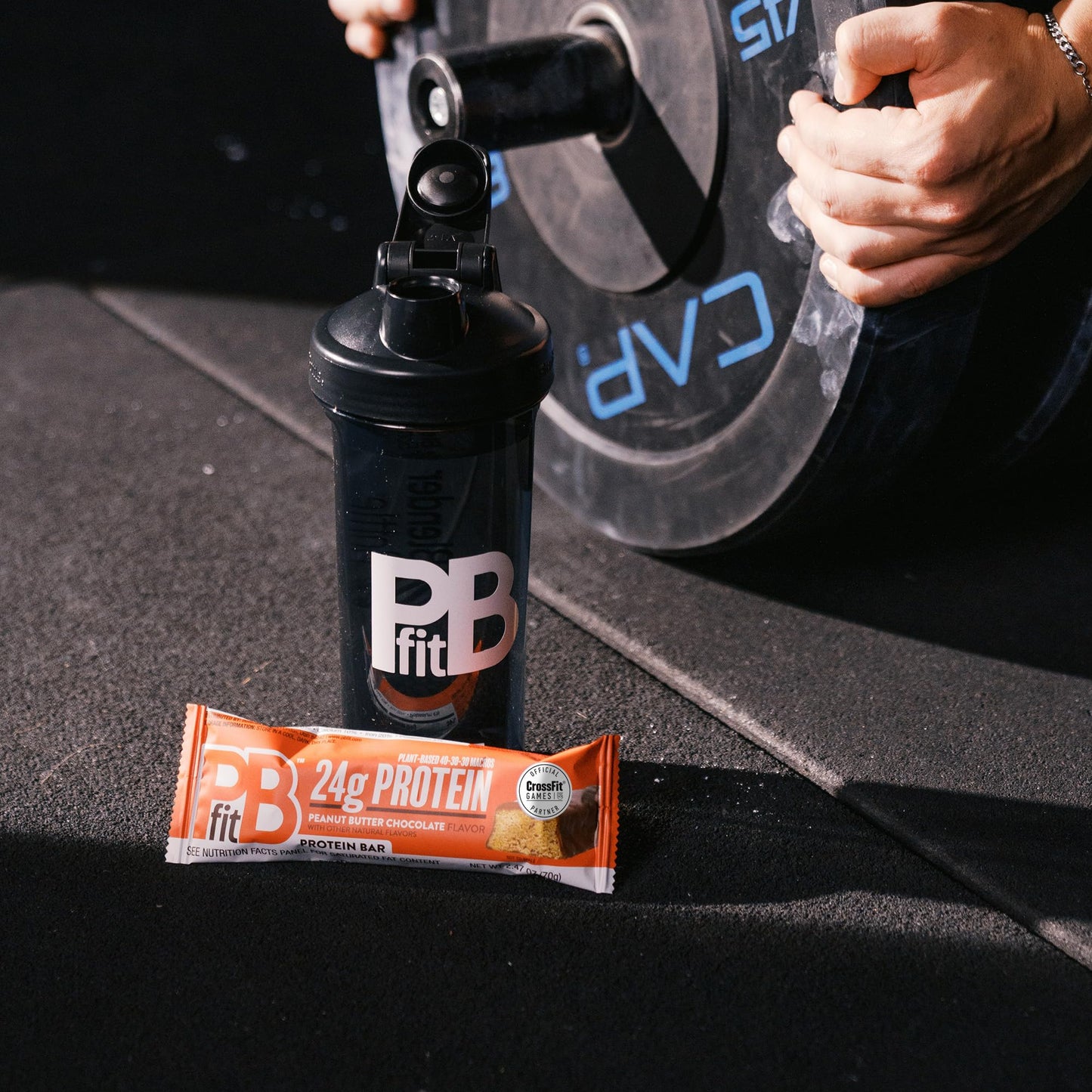 PBfit Peanut Butter Chocolate Protein Bars, 24g Protein, Gluten Free, Vegan, Plant-Based 40-30-30 Macros, 2.47 Oz (Pack of 12)
