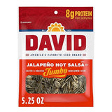 DAVID SEEDS Roasted and Salted Jalapeño Hot Salsa Jumbo Sunflower Seeds, Keto Friendly, 5.25 oz, 12 Pack