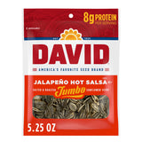 DAVID SEEDS Roasted and Salted Jalapeño Hot Salsa Jumbo Sunflower Seeds, Keto Friendly, 5.25 oz, 12 Pack