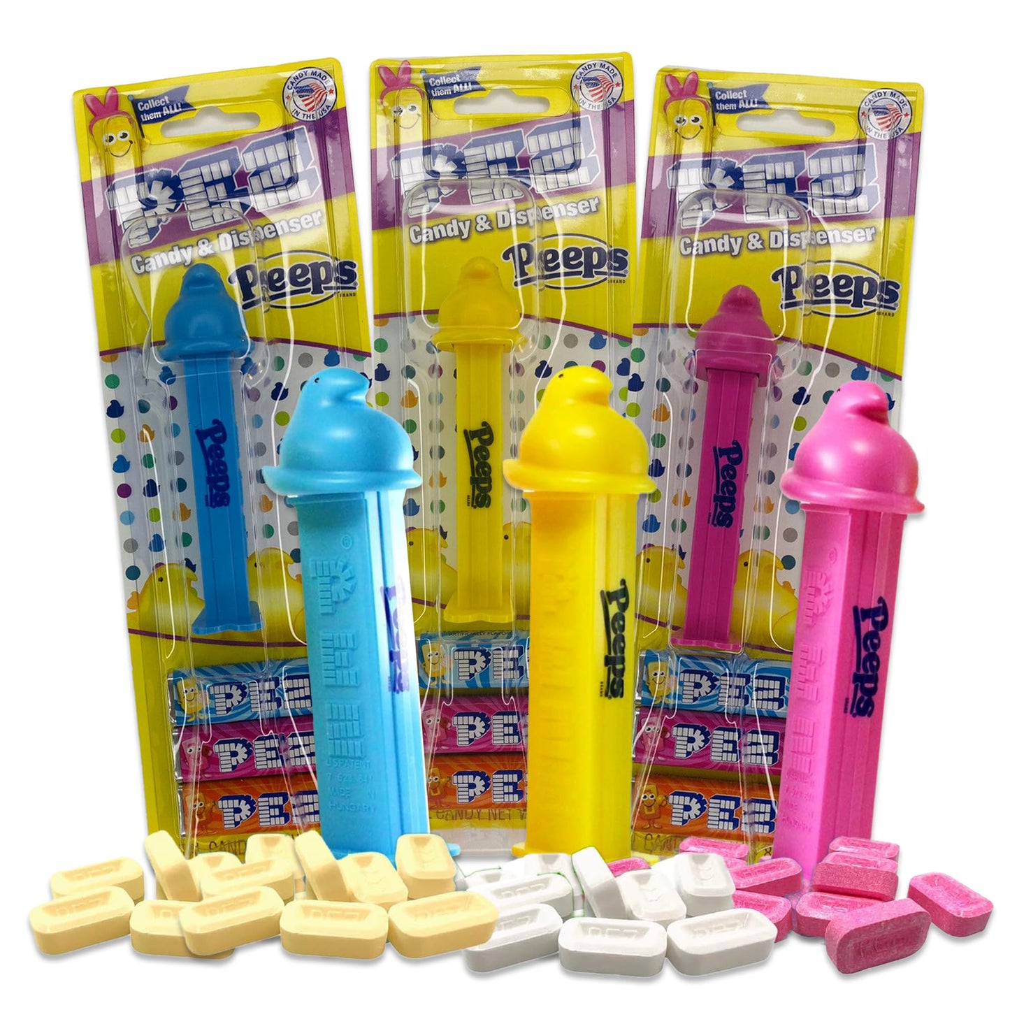 Snackivore Peeps Easter Pez Candy Dispenser 3 Pack. Easter Pez Dispensers Bulk, Bulk Pez Dispensers, Easter Peeps Candy, Easter Candy Tubes, Easter