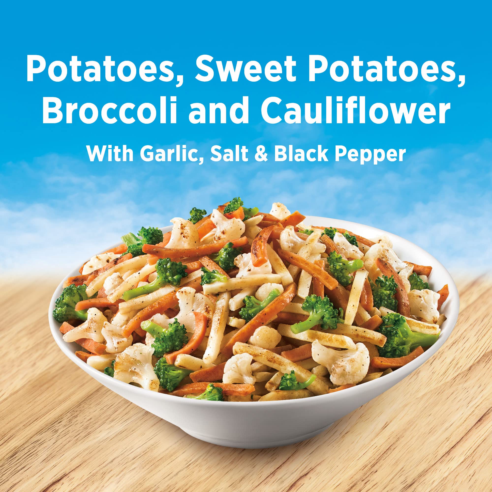 Birds Eye Steamfresh Shredded Potatoes and Sweet Potatoes with Broccoli and Cauliflower Florets, Convenient Frozen Vegetables, 10 OZ Bag