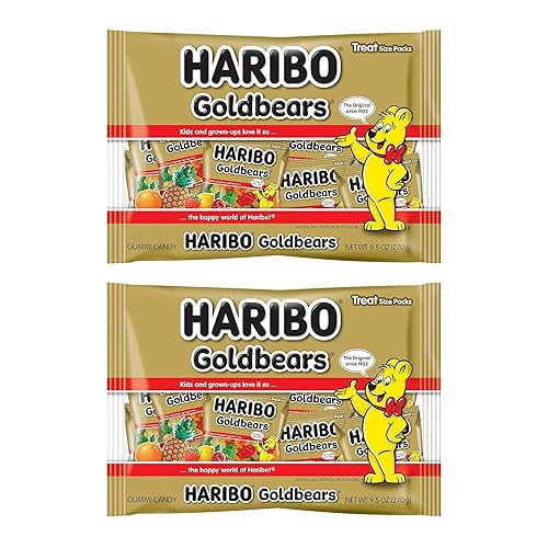 Valentine's Gummy Candy for Classrooms, Fruity Gummy Bears in 5 Flavors, 9.5 oz Bag, Pack of 2 - Chewy Fruit Snacks for Kids & Adults