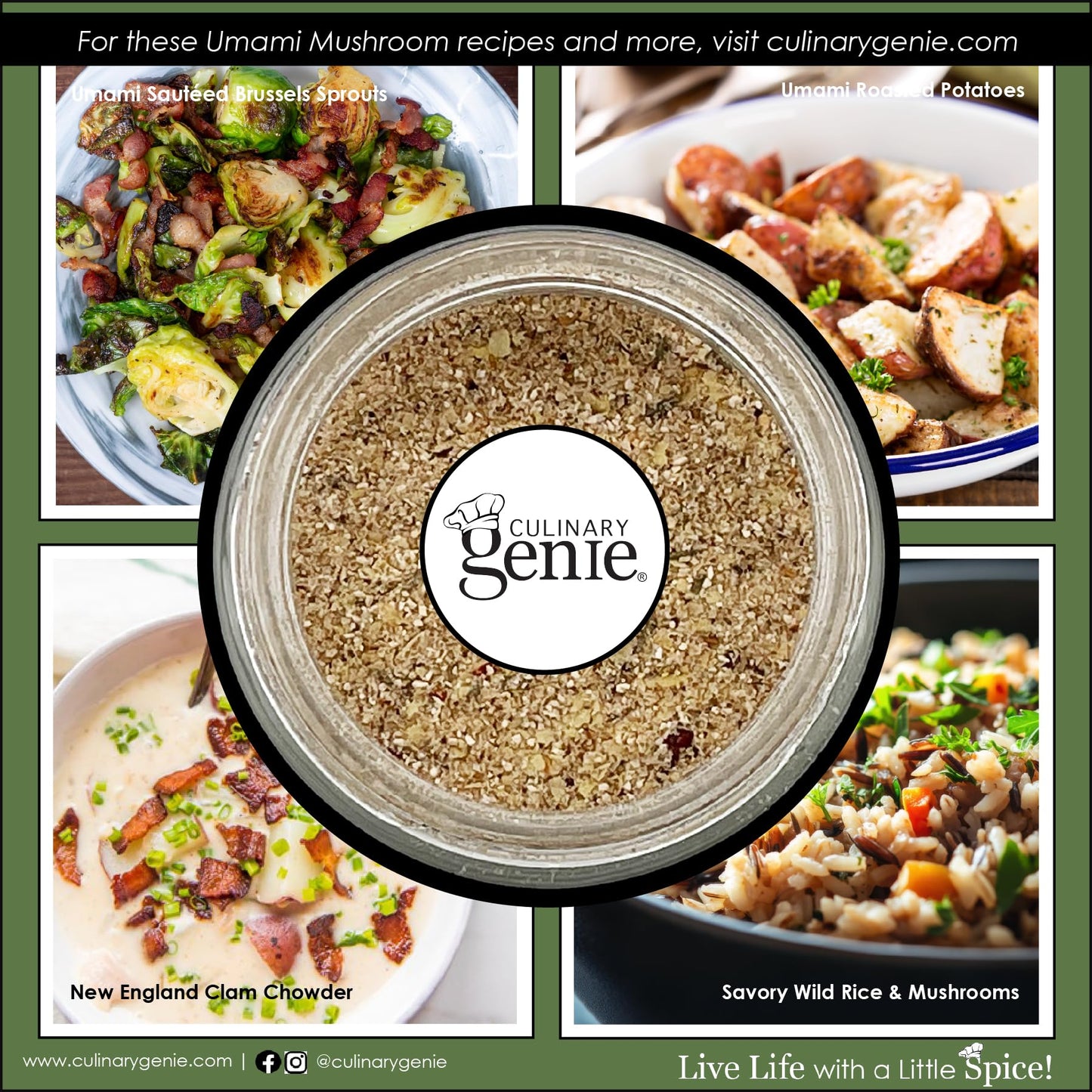 Culinary Genie Salt-Free Umami Mushroom Seasoning Blend - Savory Umami Spice Blend, No Salt Added