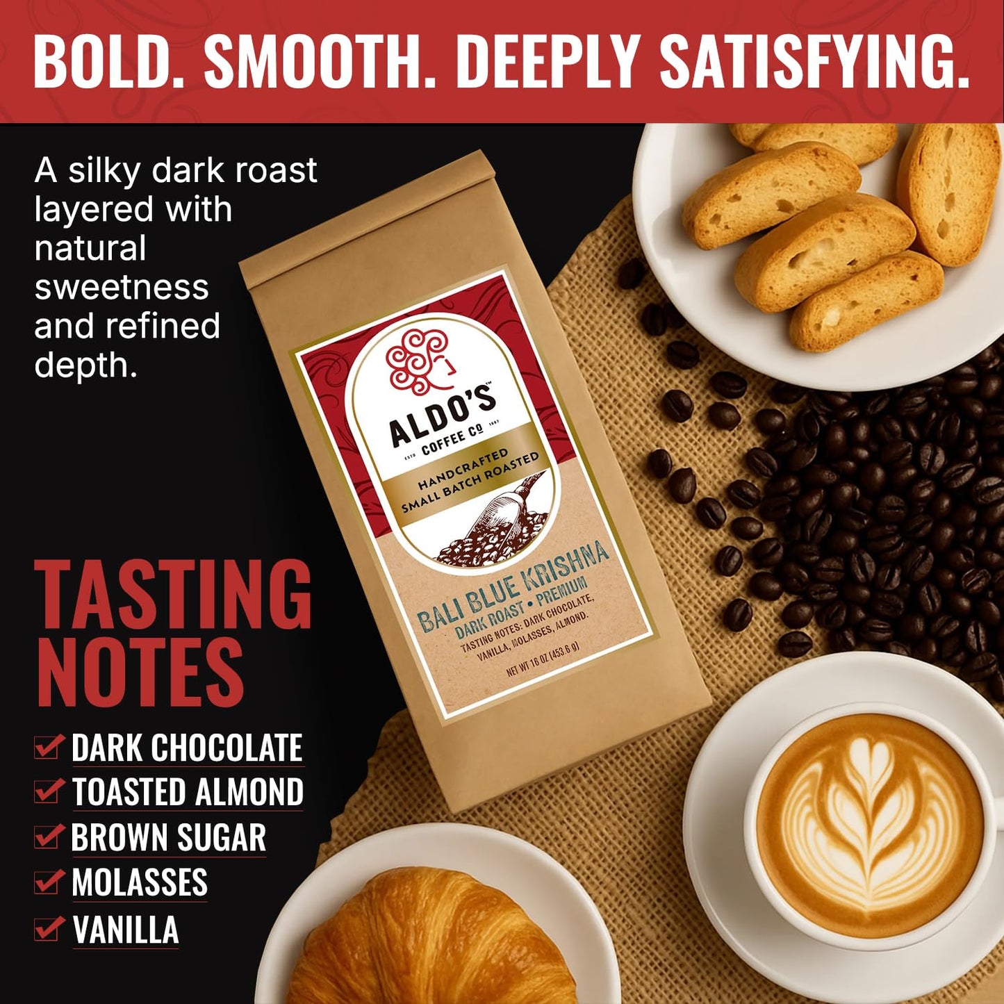 Aldo's Coffee Company Bali Blue Whole Bean Coffee - Organic, Single Origin, Low Acidity - 16 oz