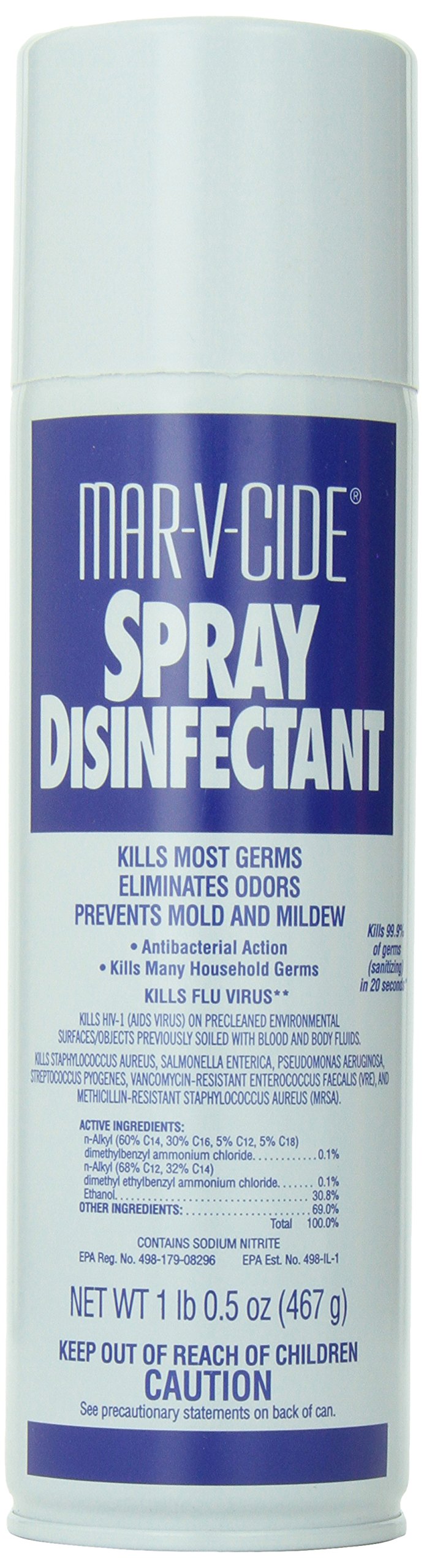 MAR-V-CIDE Spray Disinfectant, 16.5 oz - Hospital-Grade Disinfectant & Deodorizer Spray, Kills Germs, Bacteria, Viruses, Fungus & Mildew - For Salons