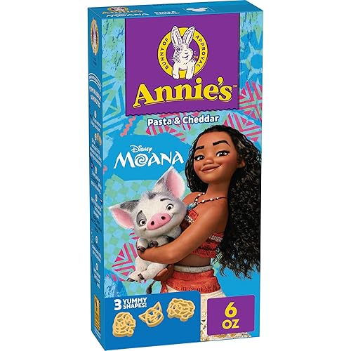 Annie's Disney Moana Pasta and Cheddar Macaroni and Cheese, Kids Dinner Side or Snack, 6 oz