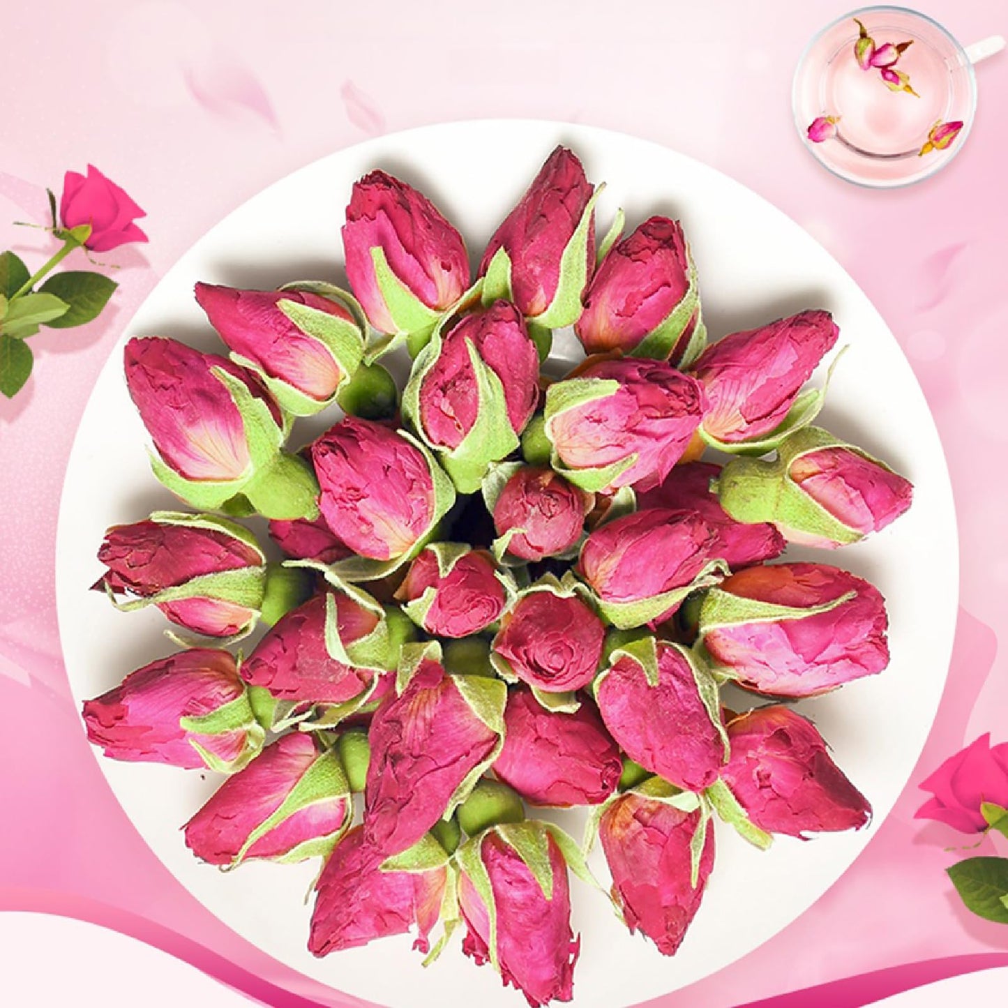 Premium Dried Rose Buds, 150g/5.29oz Edible Rose Petals Loose Tea, Direct From Source Red Rose Tea, Dried Flowers for Tea Baking Crafts Cocktail