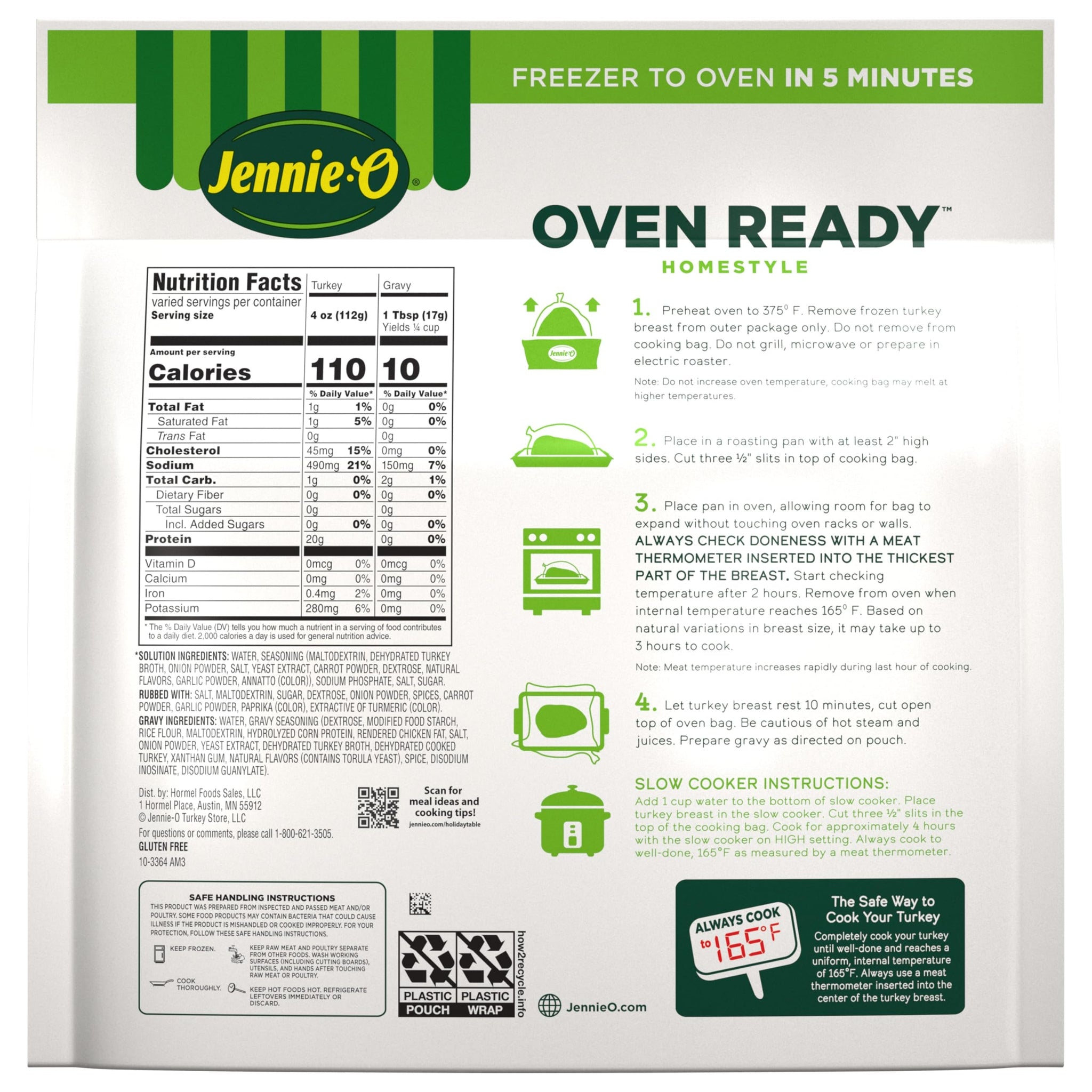 Jennie-O, Frozen Oven Ready Boneless Turkey Breast with Gravy Packet, 2.75 lb