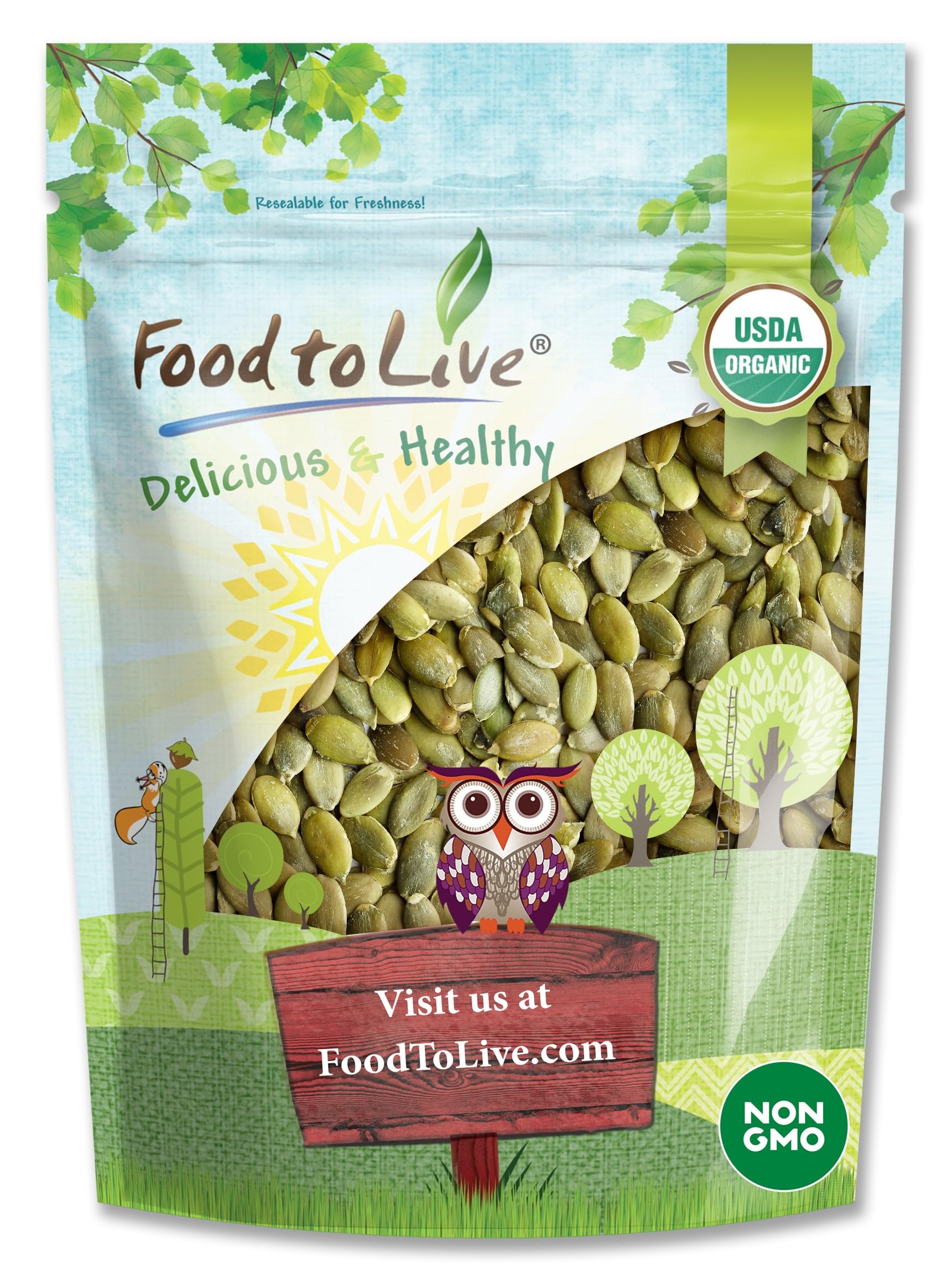 Food to Live Organic Sprouted Pumpkin Seeds with Himalayan Salt, 4 Pounds - Non-GMO, Lightly Salted, Raw, Kosher, Keto and Paleo Friendly, Vegan