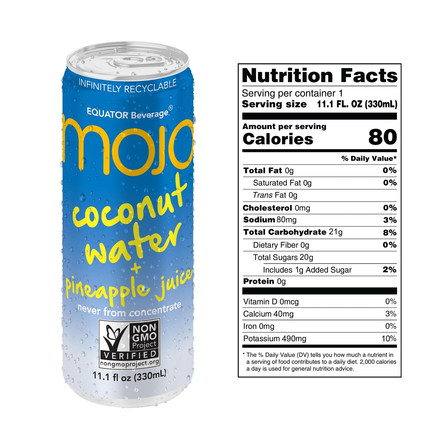 MOJO Coconut Water + Pineapple Juice | Hydration Drink & Sports Drink | Electrolytes Beverage | Vitamin B & C | Hydration Drink for Skin & Body | 11.1