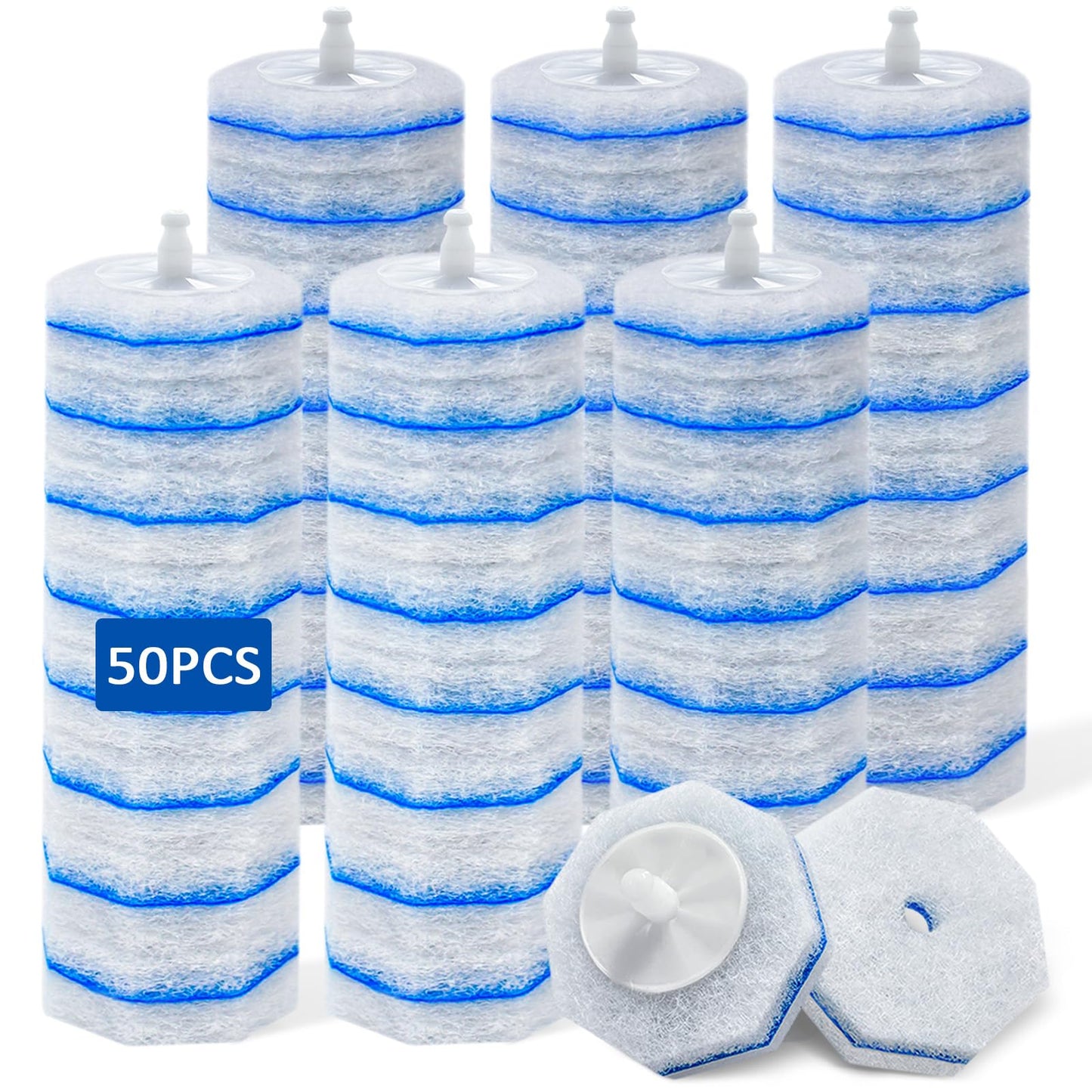 50 Count Toilet Wand Refills for Clorox, Disposable Toilet Brush Heads Compatible with Most Toilet Bowl Wand Refills System for Bathroom Cleaning