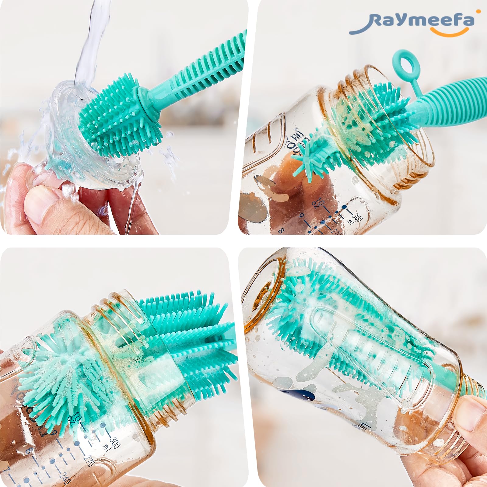Raymeefa Silicone Bottle Brush,Double Sided with Sturdy Handle,Easy to Clean & Scratch-Free Brush for Baby Bottles,Sports Bottles,Insulated Bottles