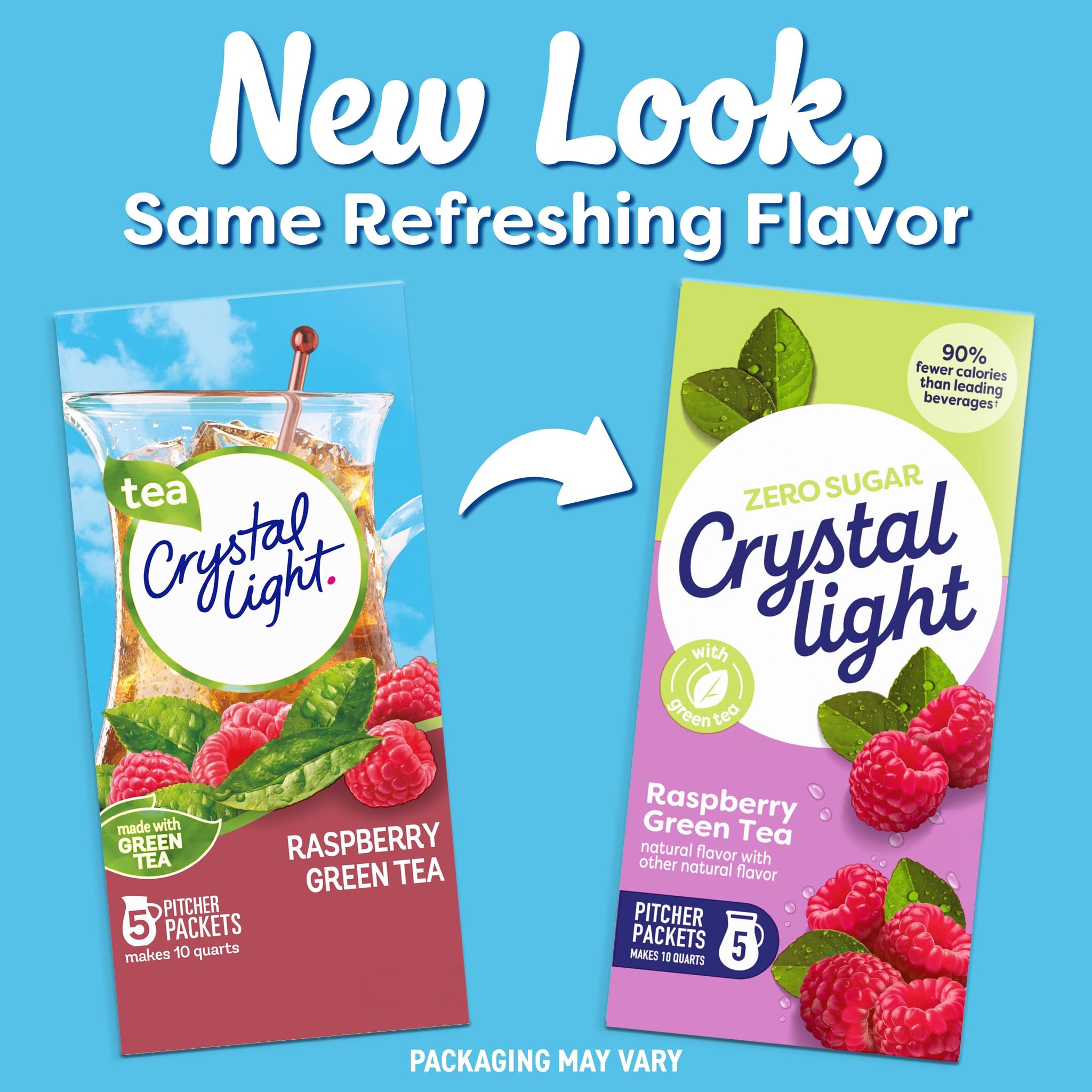 Crystal Light Green Tea Raspberry Drink Mix (20 Pitcher Packets, 4 Canisters of 5)