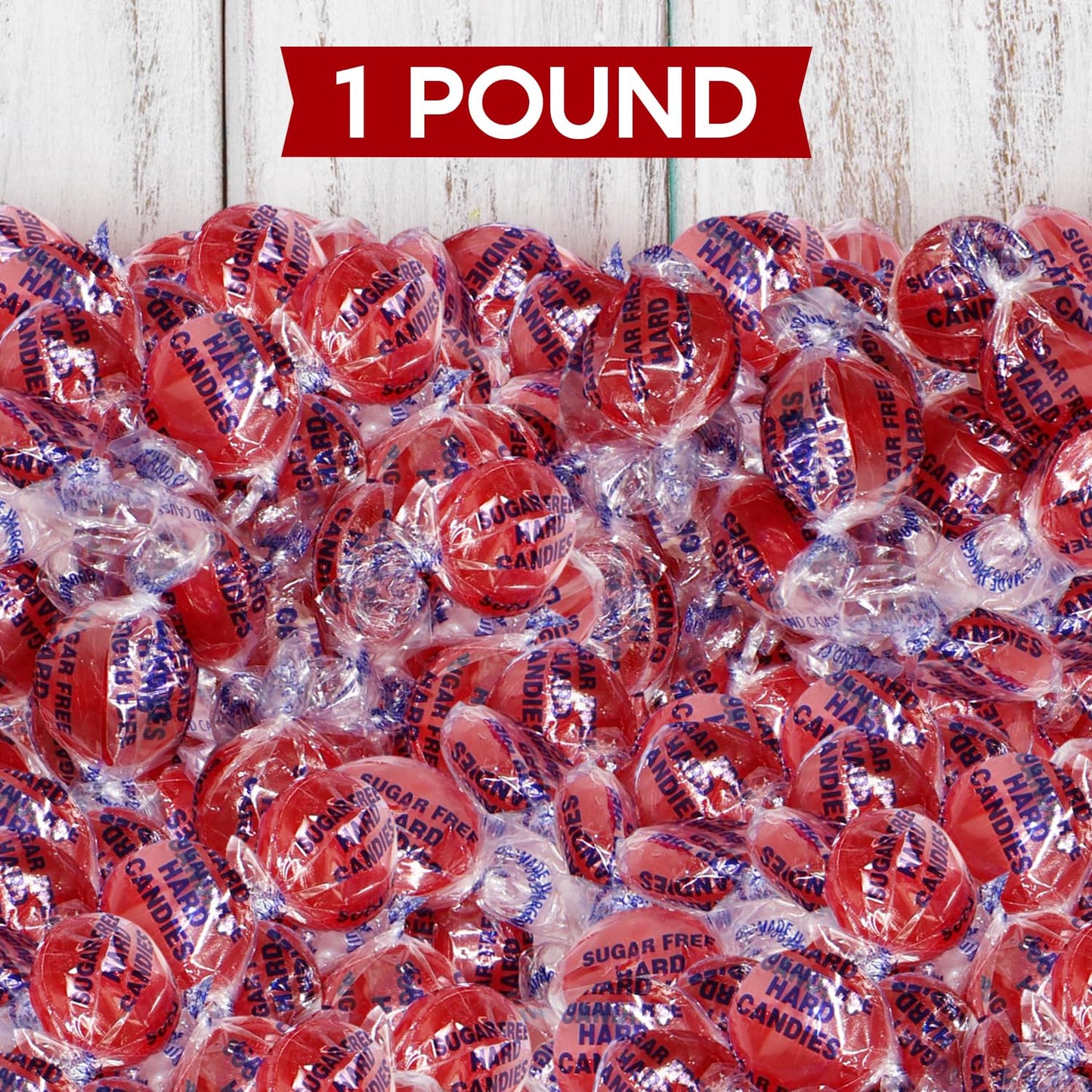 Sugar Free Hot Cinnamon Hard Candy Discs 1 Pound Candies - Approx. 75 Individually Wrapped Red Fiery Cinnamon Candies For Snacks & Treats, Sugar Free