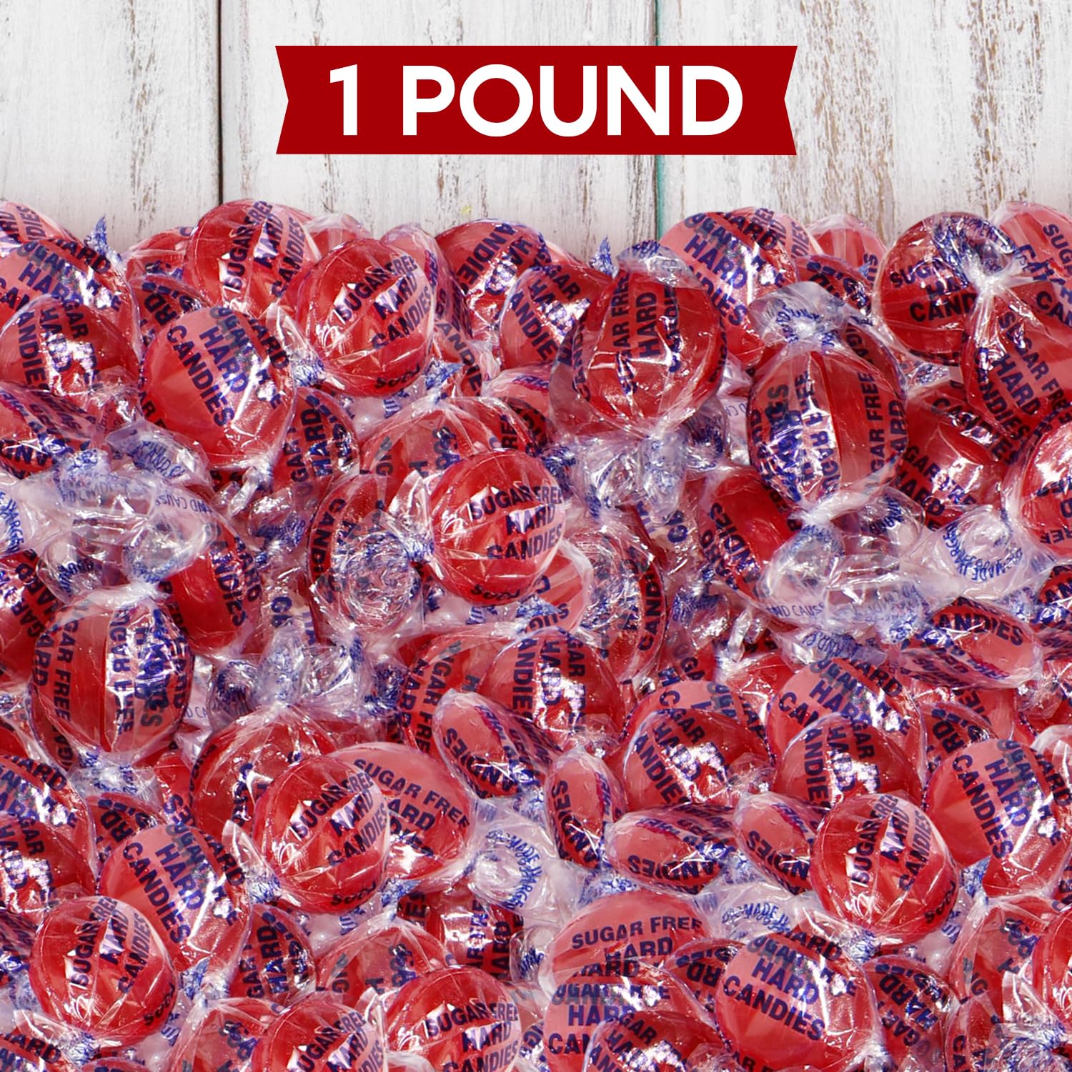Sugar Free Hot Cinnamon Hard Candy Discs 1 Pound Candies - Approx. 75 Individually Wrapped Red Fiery Cinnamon Candies For Snacks & Treats, Sugar Free