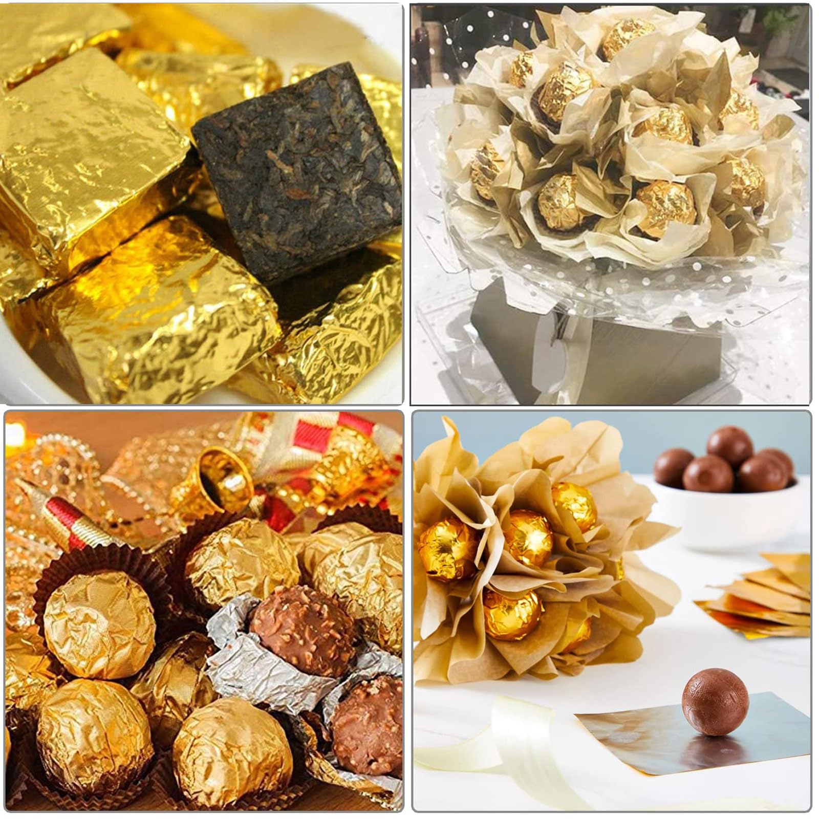 100 Pcs Jumbo 7.87x7.87 Inch Gold Foil Wrappers, Giant Square Chocolate & Caramel Candy Wrappers For DIY Gift Packaging, Wedding Party Favors